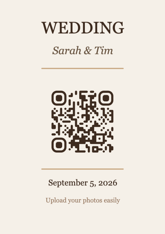 Wedding QR Code Table Card Template – Elegant A7 Portrait