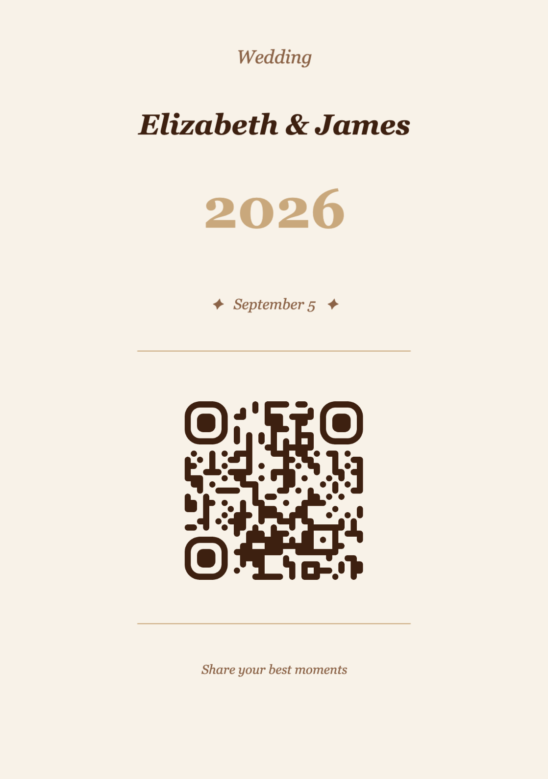 Wedding QR Code Table Card Template – Vintage A5 Portrait