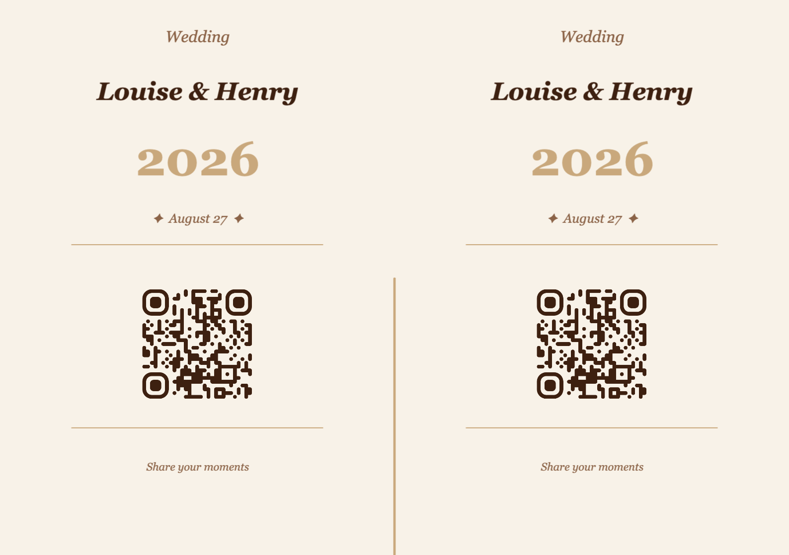Wedding QR Code Table Card Template – Vintage A5 Landscape