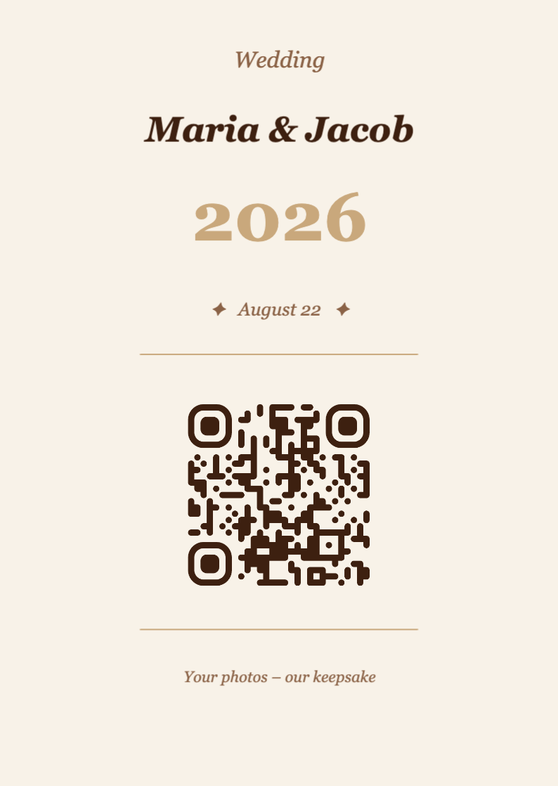 Wedding QR Code Table Card Template – Vintage A6 Portrait