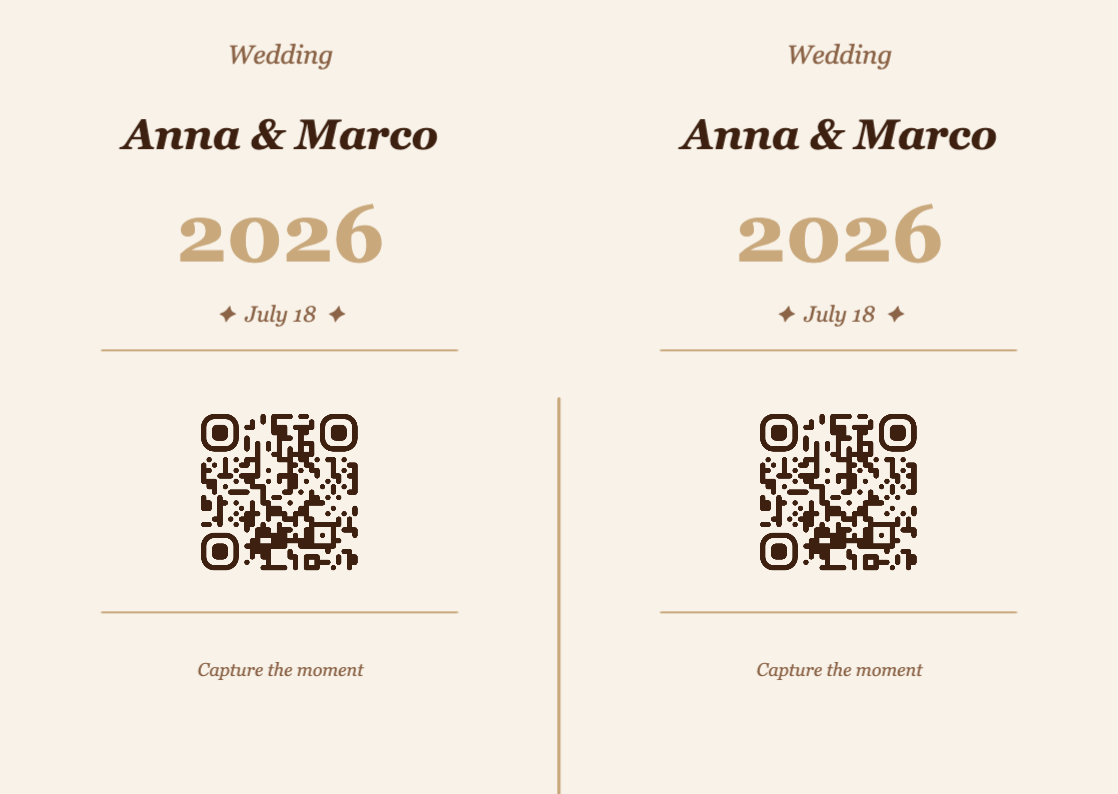 Wedding QR Code Table Card Template – Vintage A6 Landscape