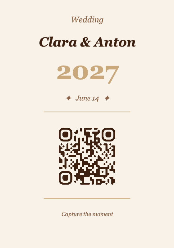 Wedding QR Code Table Card Template – Vintage A7 Portrait