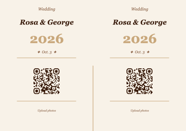 Wedding QR Code Table Card Template – Vintage A7 Landscape