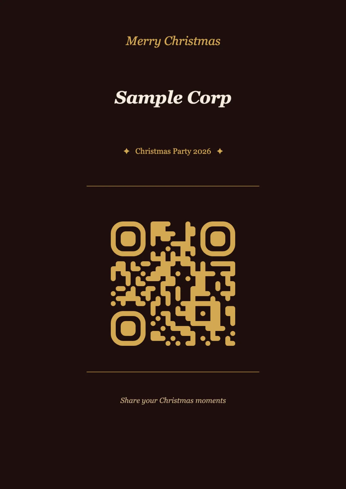 Christmas QR code place card template, Elegant A4 portrait