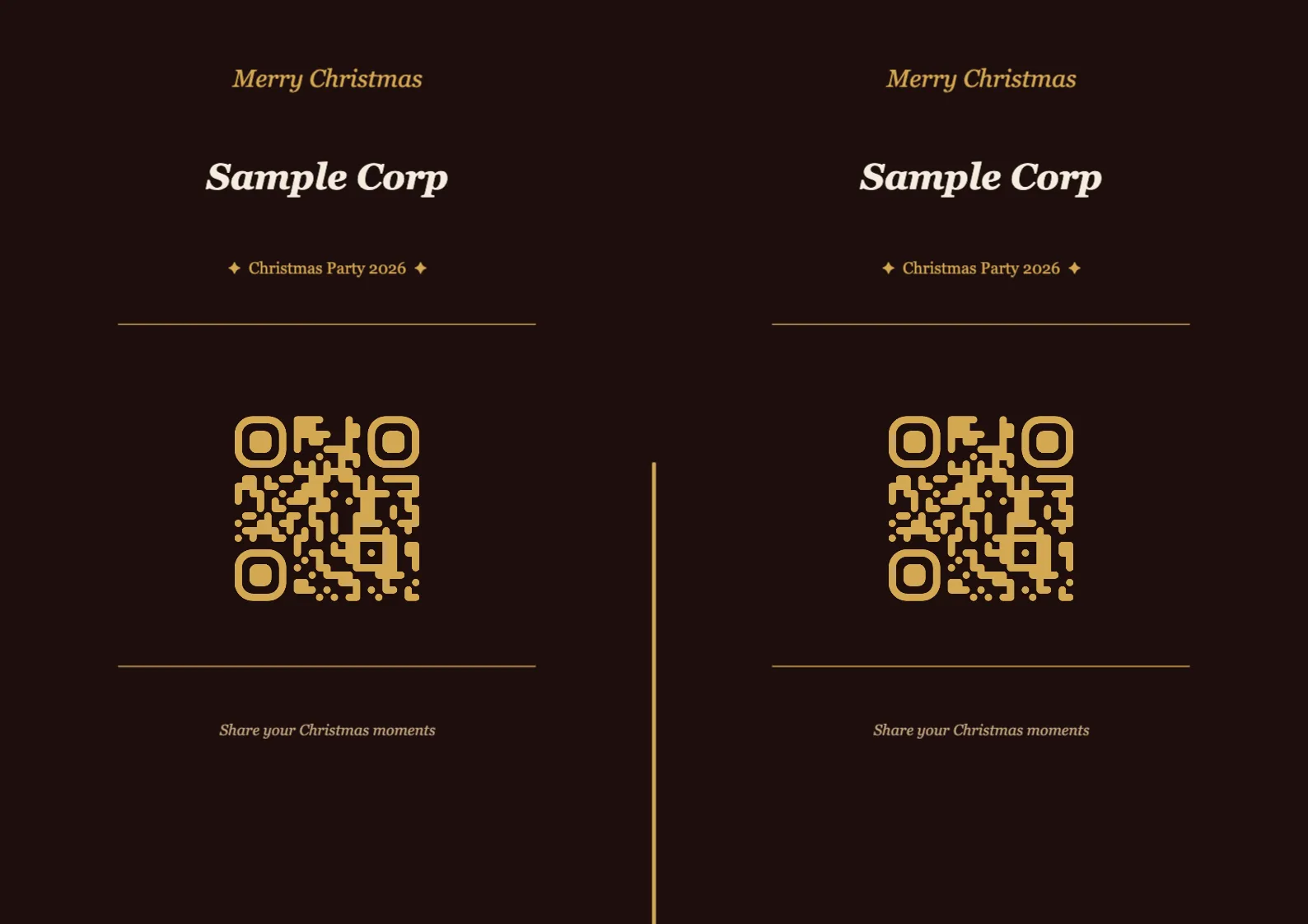 Christmas QR code place card template, Elegant A4 landscape for folding