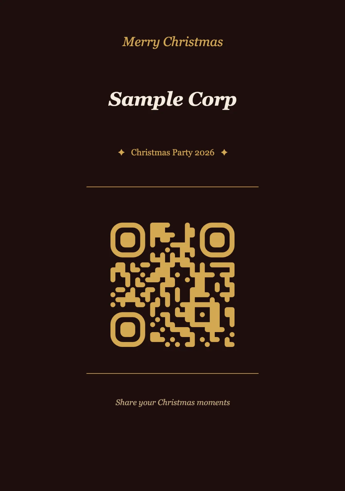 Christmas QR code place card template, Elegant A5 portrait