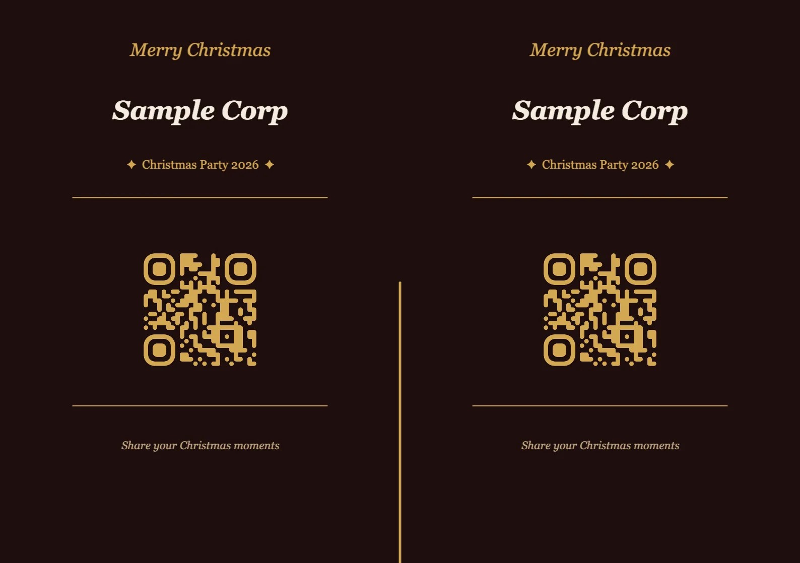 Christmas QR code place card template, Elegant A5 landscape for folding