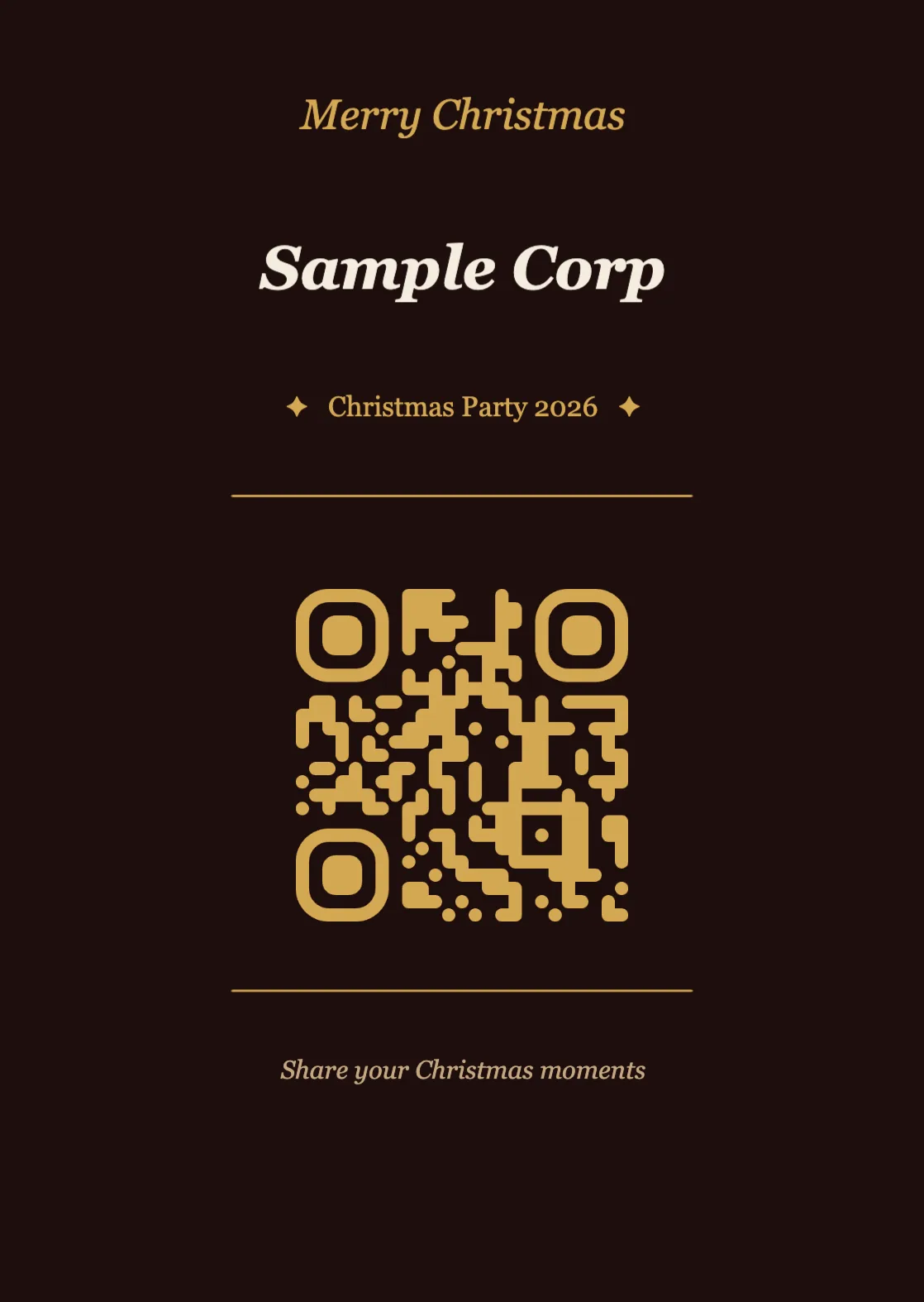 Christmas QR code place card template, Elegant A6 portrait