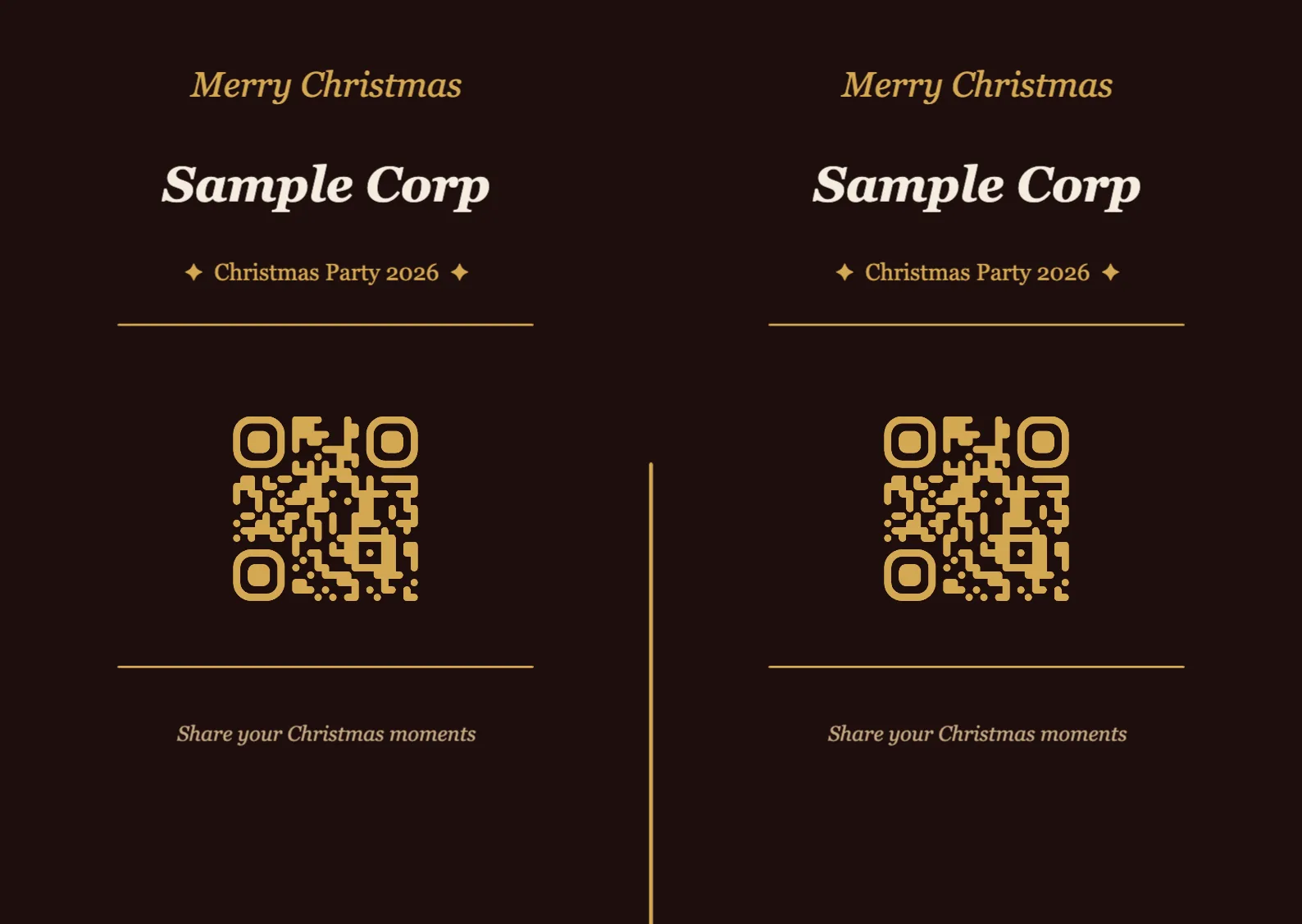 Christmas QR code place card template, Elegant A6 landscape for folding