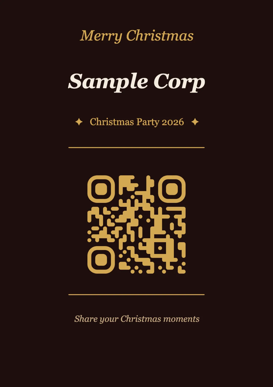 Christmas QR code place card template, Elegant A7 portrait