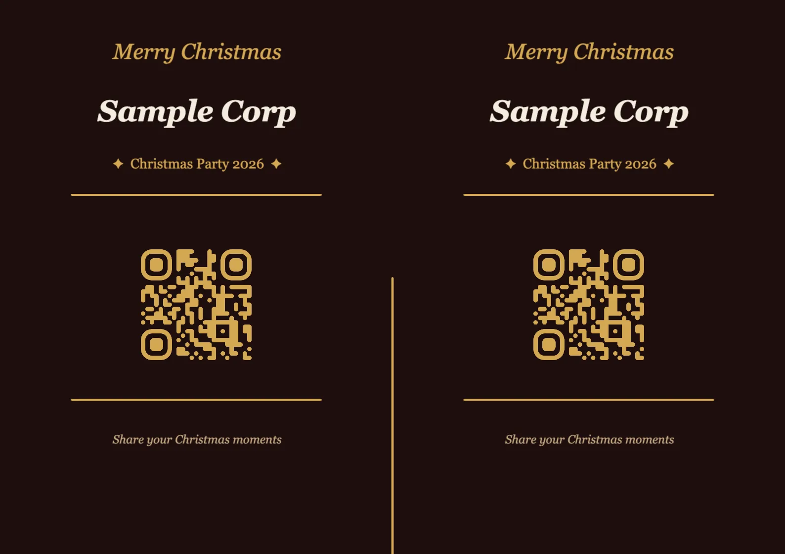Christmas QR code place card template, Elegant A7 landscape for folding
