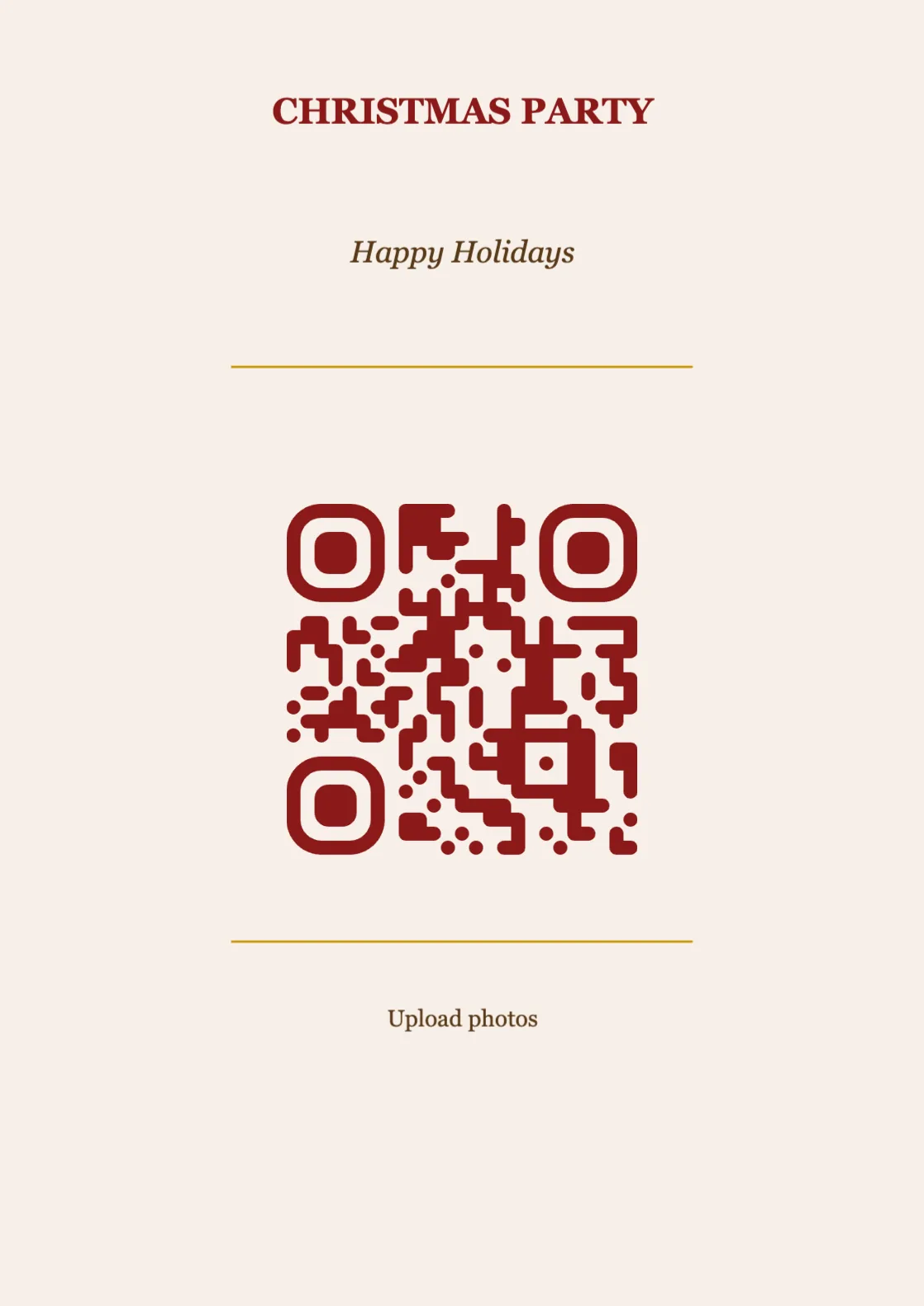 Christmas QR code place card template, Classic A4 portrait
