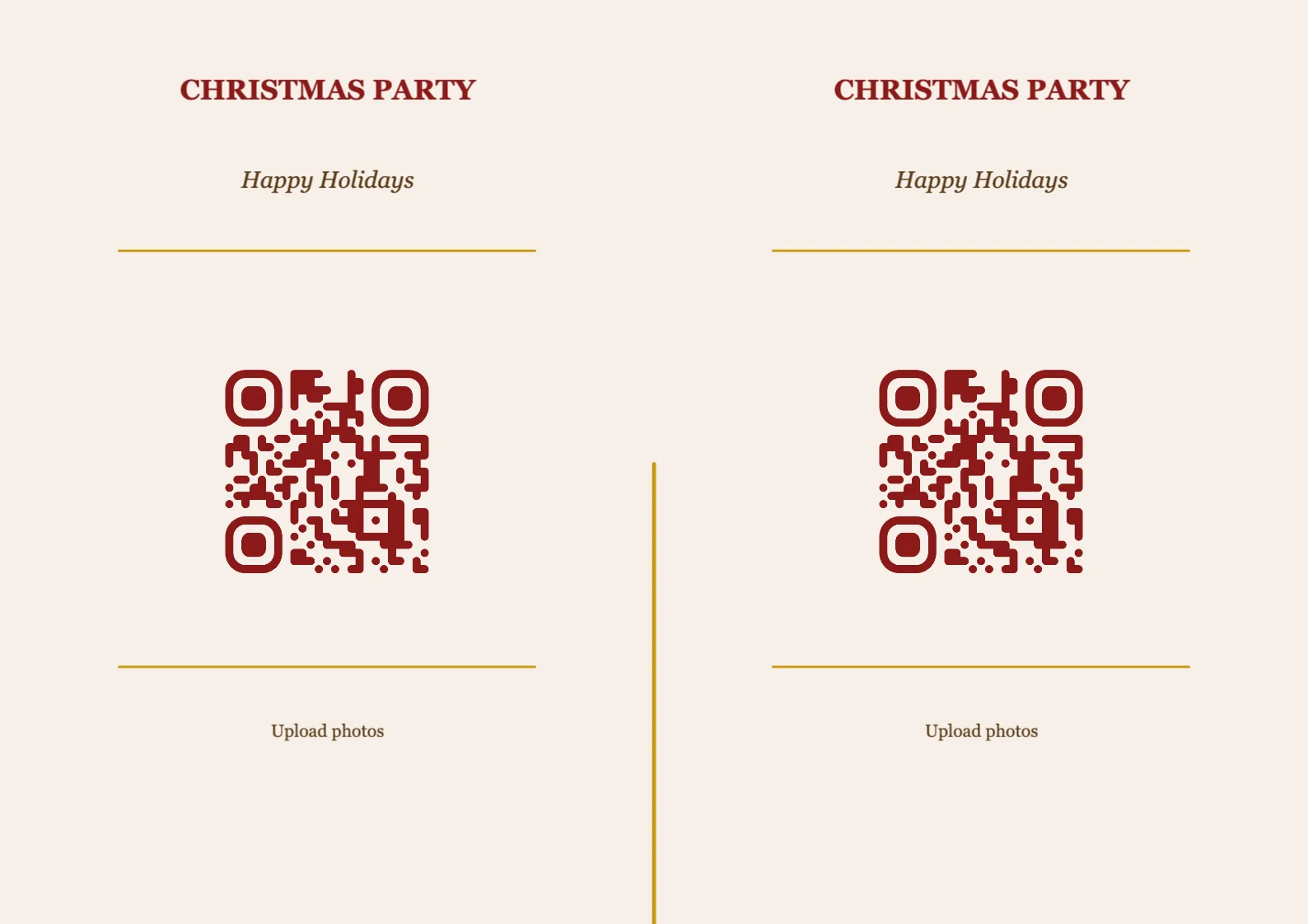 Christmas QR code place card template, Classic A4 landscape for folding