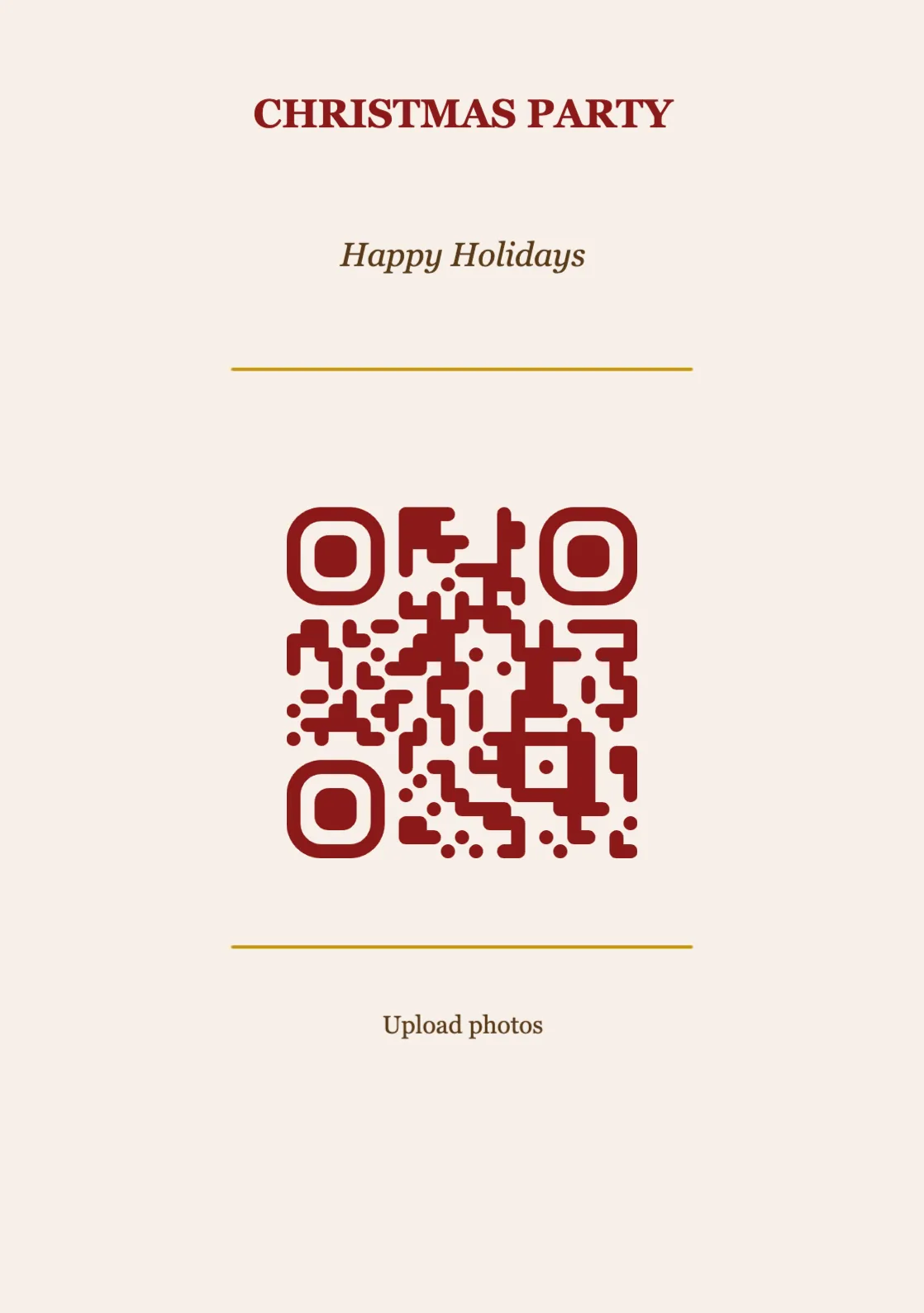Christmas QR code place card template, Classic A5 portrait