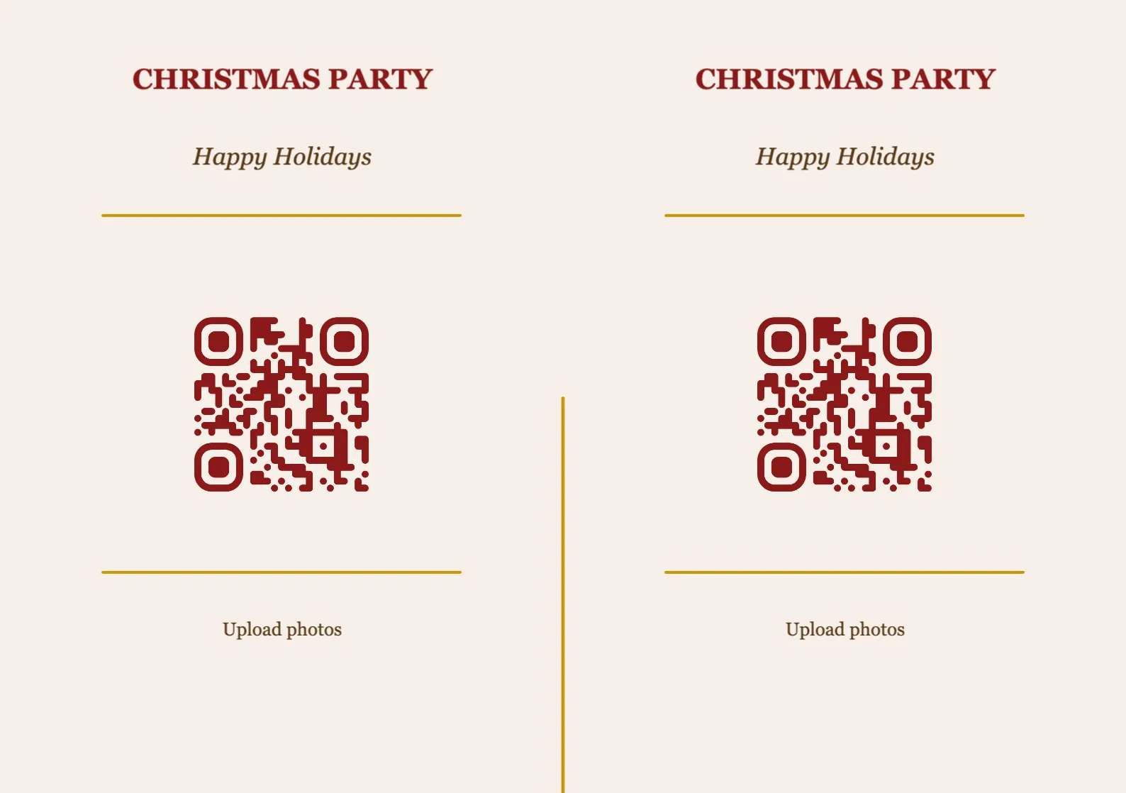 Christmas QR code place card template, Classic A5 landscape for folding