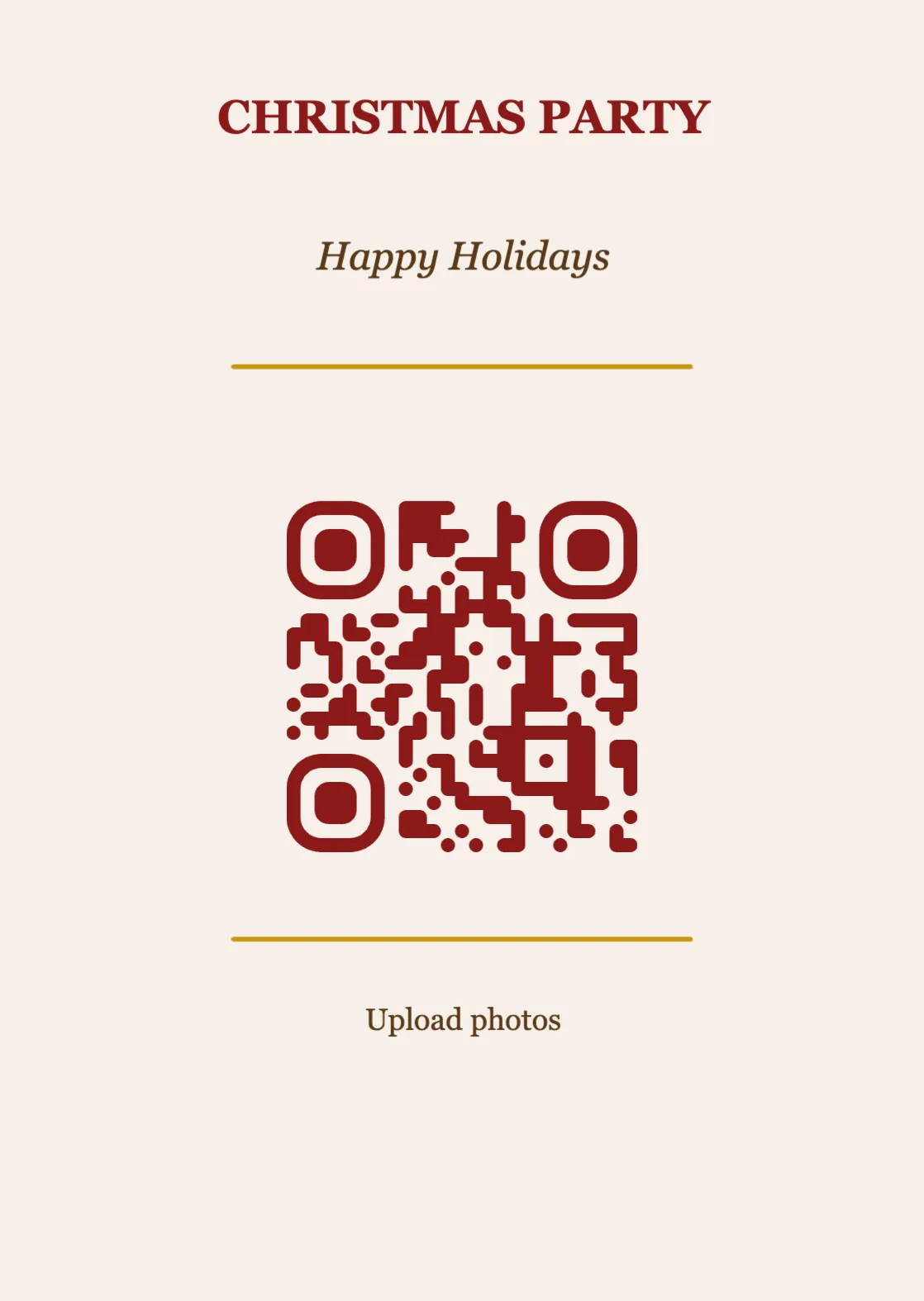 Christmas QR code place card template, Classic A6 portrait