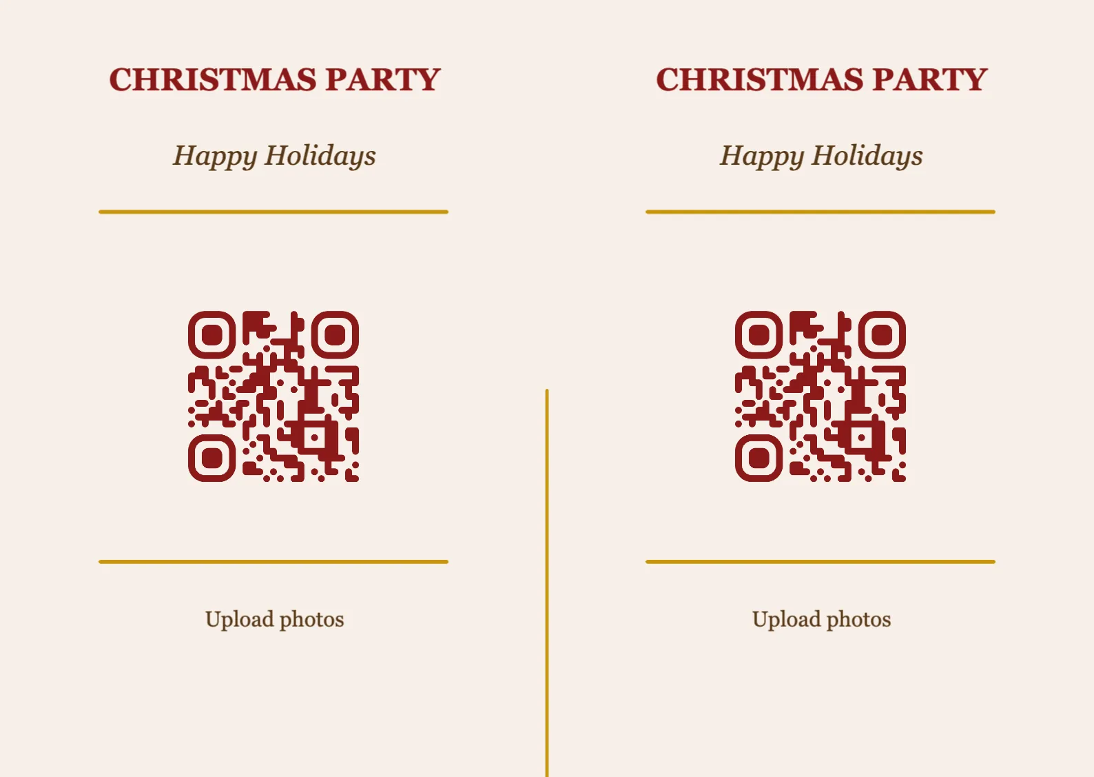 Christmas QR code place card template, Classic A6 landscape for folding