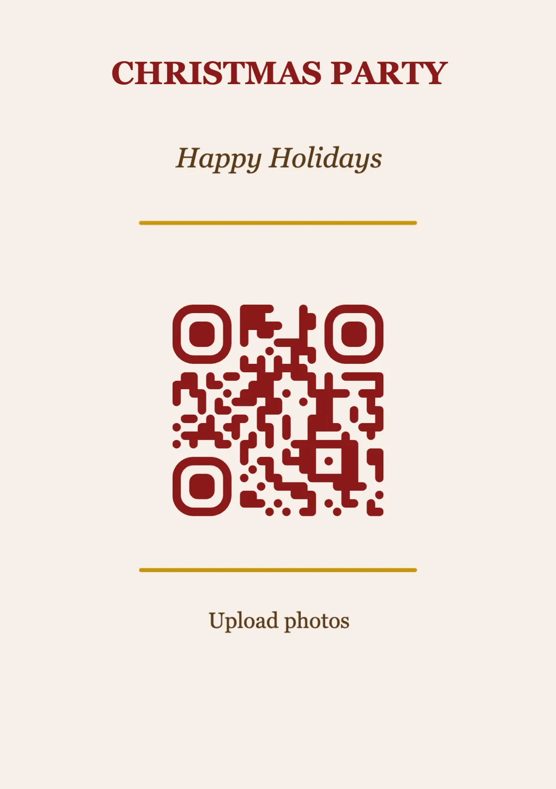 Christmas QR code place card template, Classic A7 portrait
