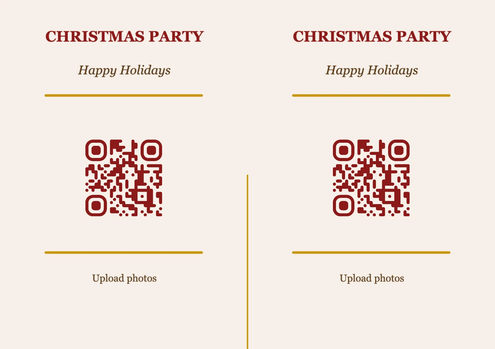 Christmas QR code place card template, Classic A7 landscape for folding