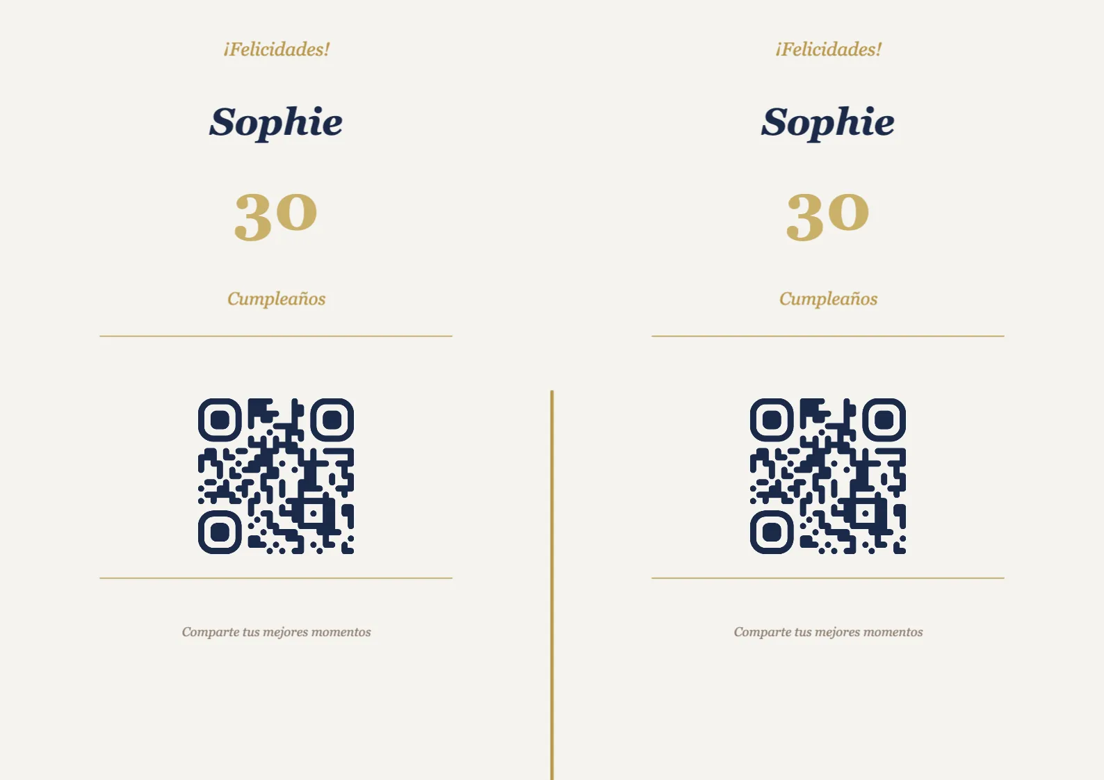 Plantilla de atril con código QR para cumpleaños, Elegante A4 horizontal para plegar