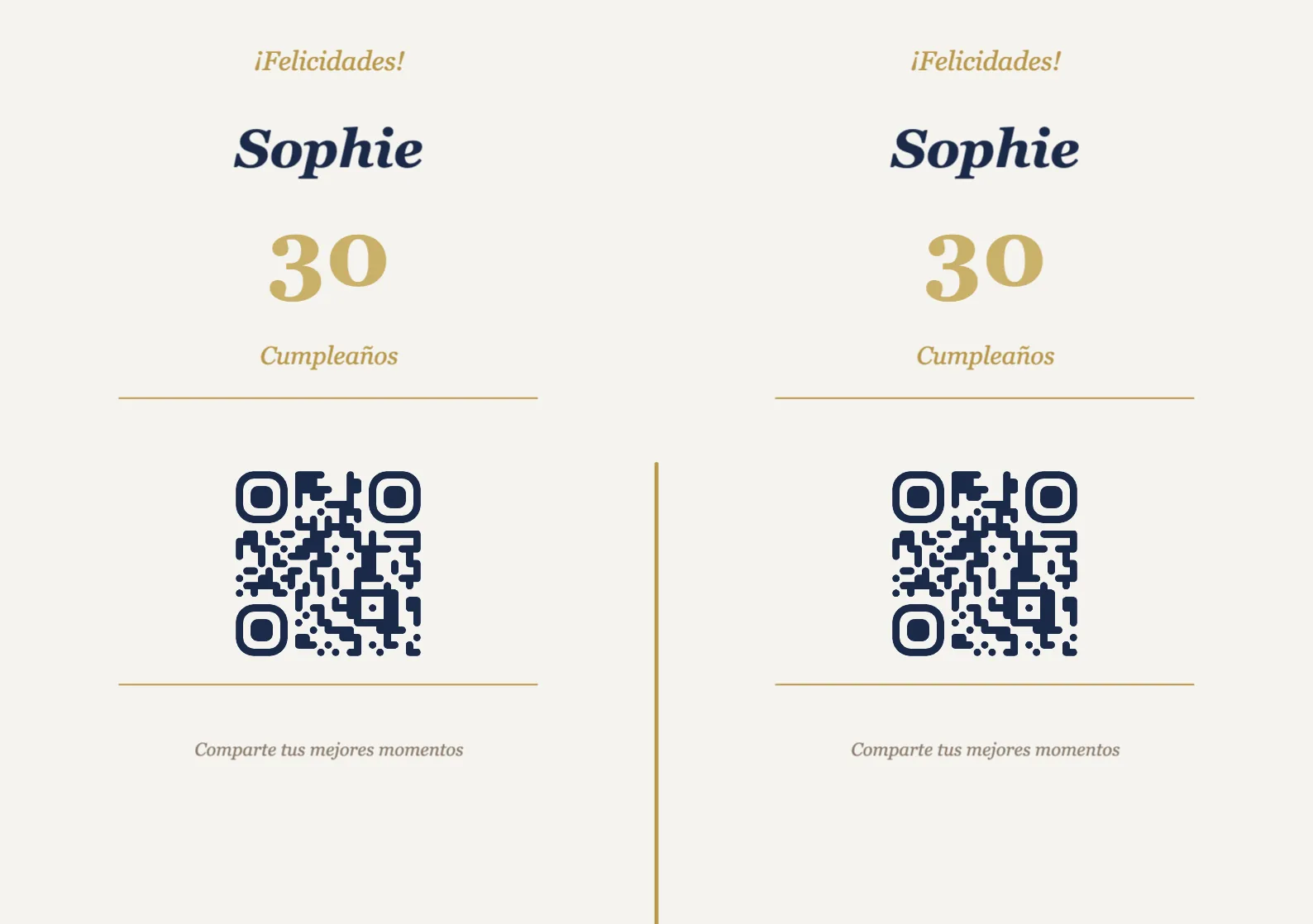 Plantilla de atril con código QR para cumpleaños, Elegante A5 horizontal para plegar