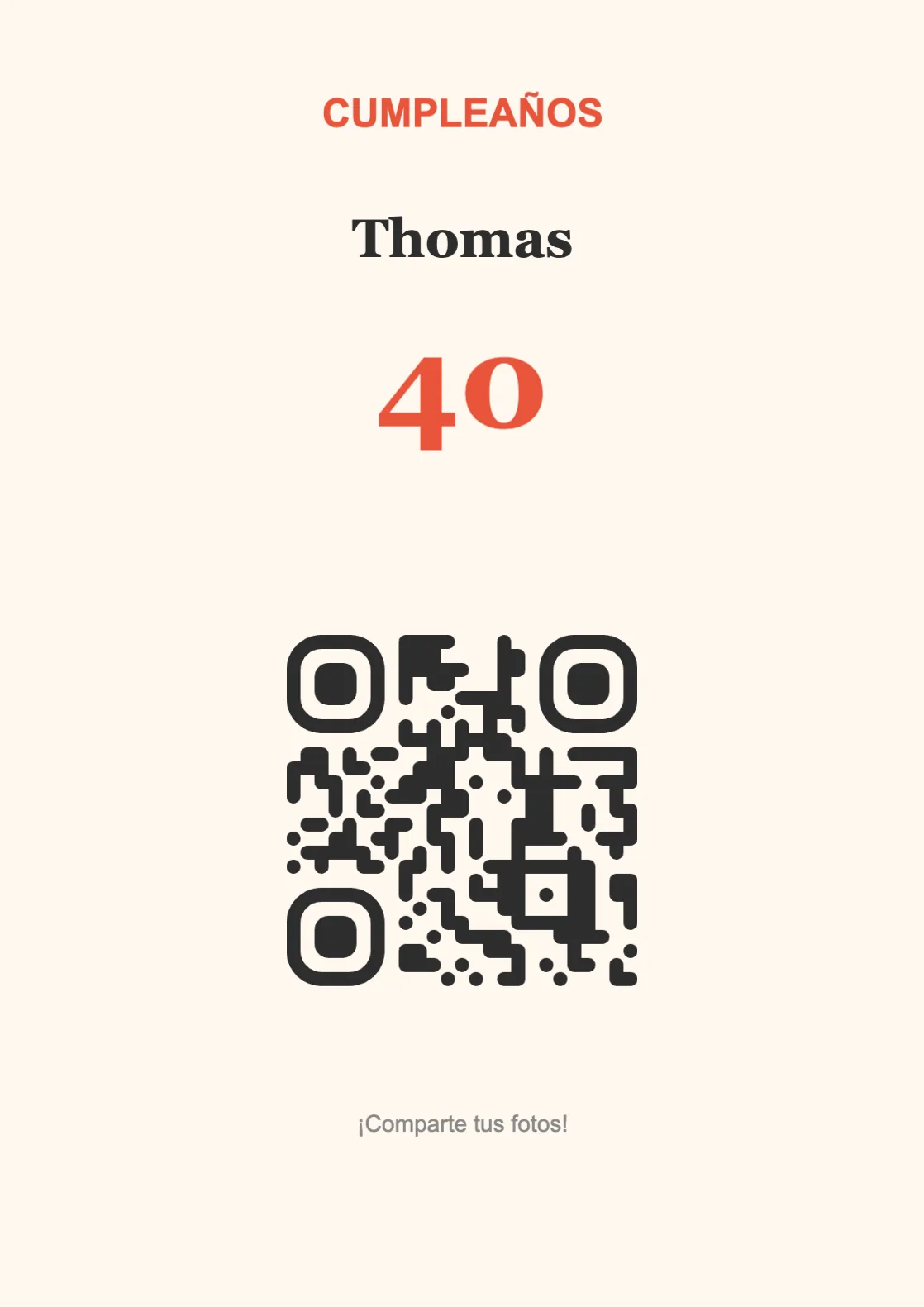 Plantilla de atril con código QR para cumpleaños, Festivo A4 vertical