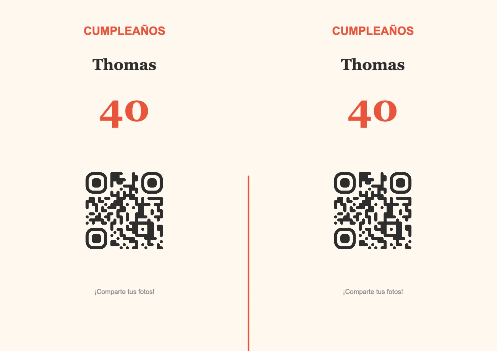 Plantilla de atril con código QR para cumpleaños, Festivo A4 horizontal para plegar