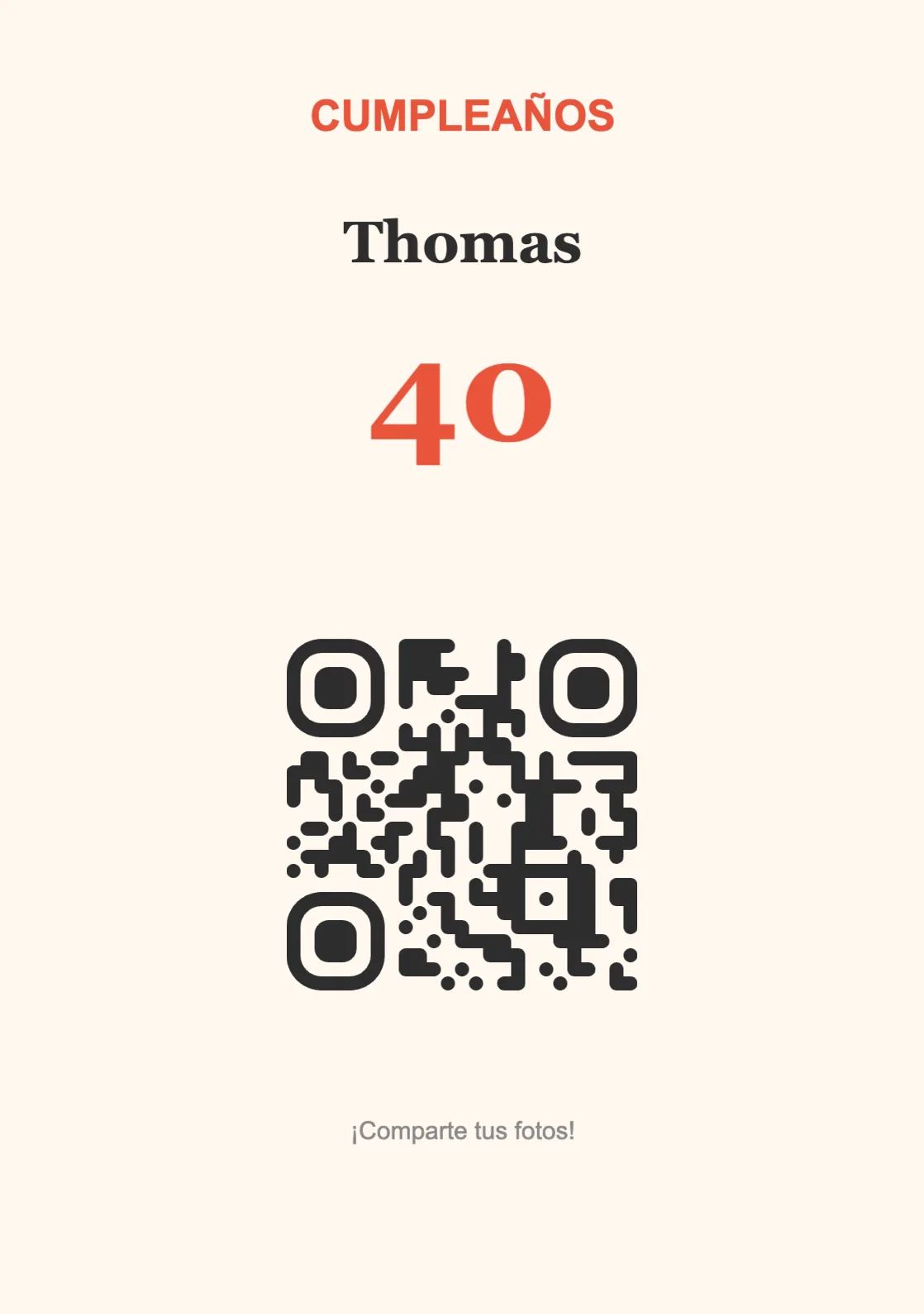 Plantilla de atril con código QR para cumpleaños, Festivo A5 vertical