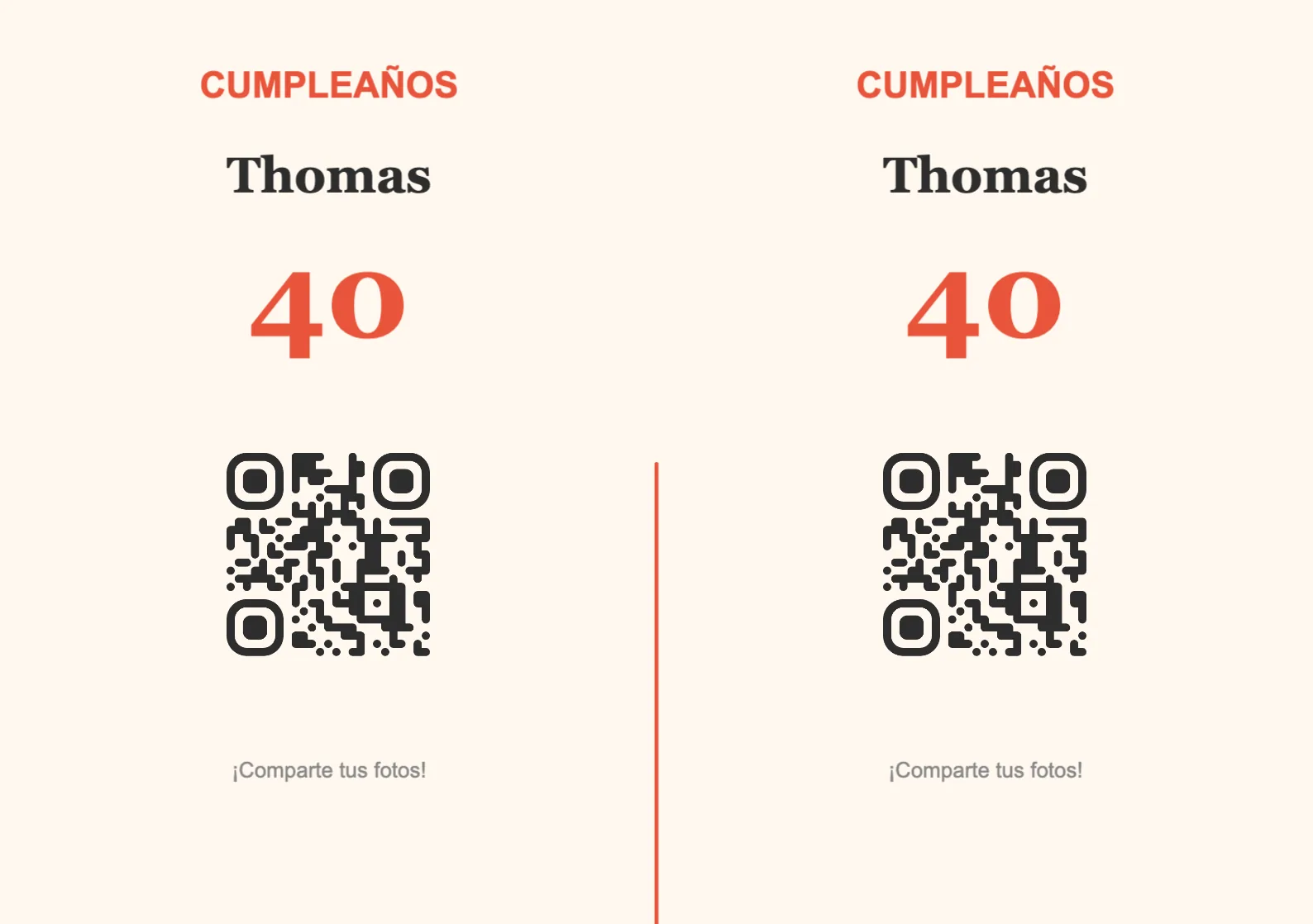 Plantilla de atril con código QR para cumpleaños, Festivo A5 horizontal para plegar