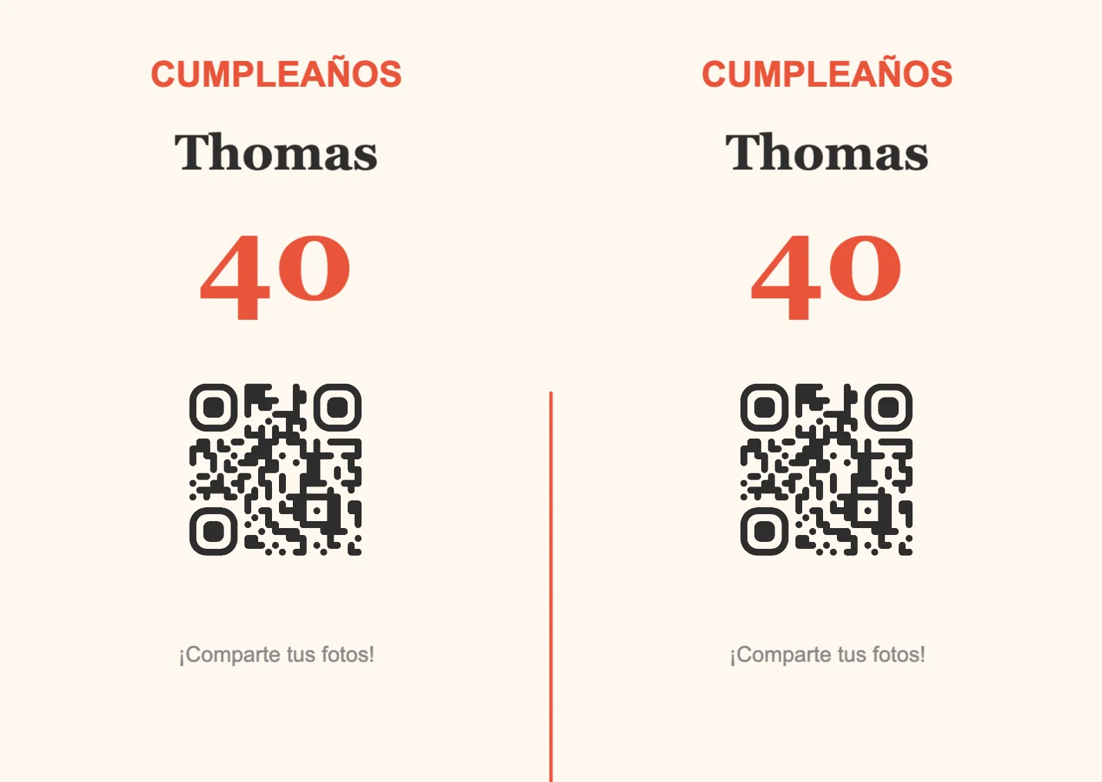 Plantilla de atril con código QR para cumpleaños, Festivo A6 horizontal para plegar