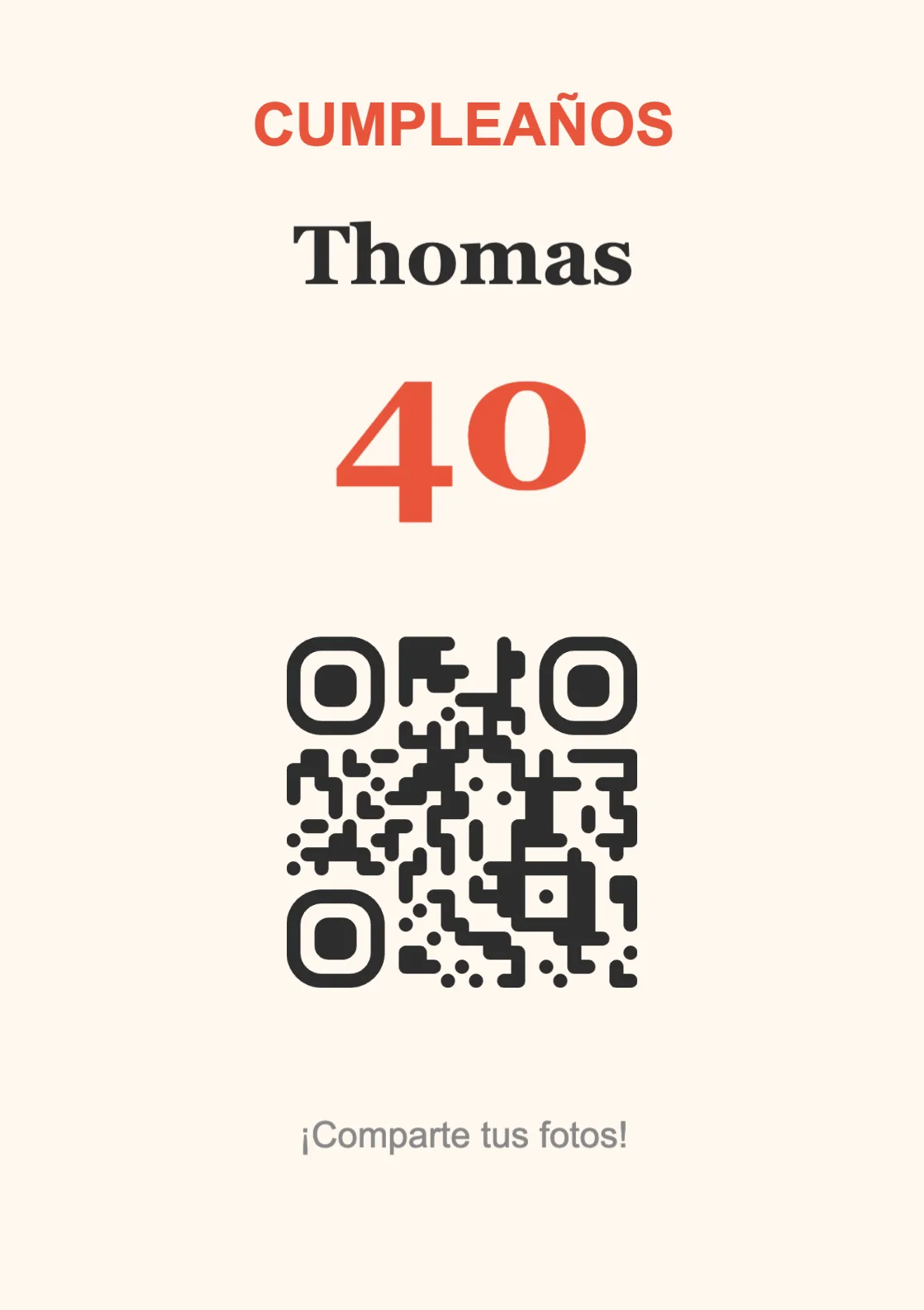 Plantilla de atril con código QR para cumpleaños, Festivo A7 vertical