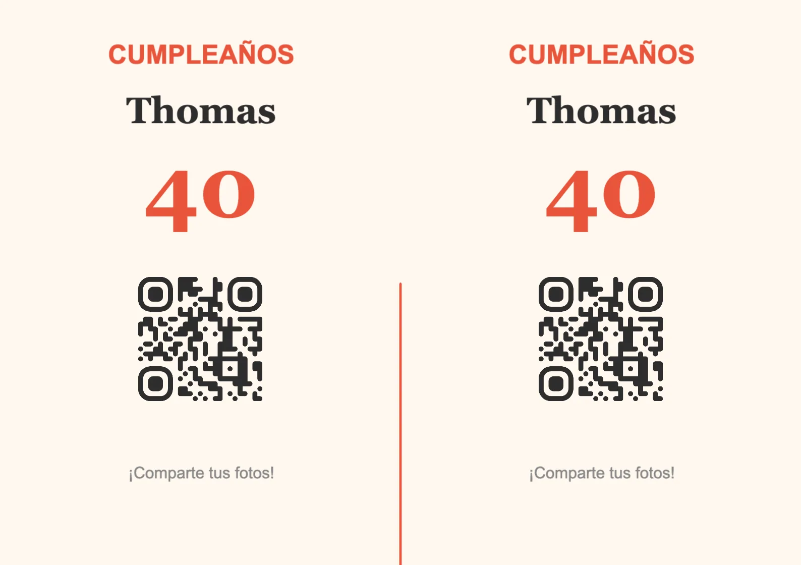 Plantilla de atril con código QR para cumpleaños, Festivo A7 horizontal para plegar