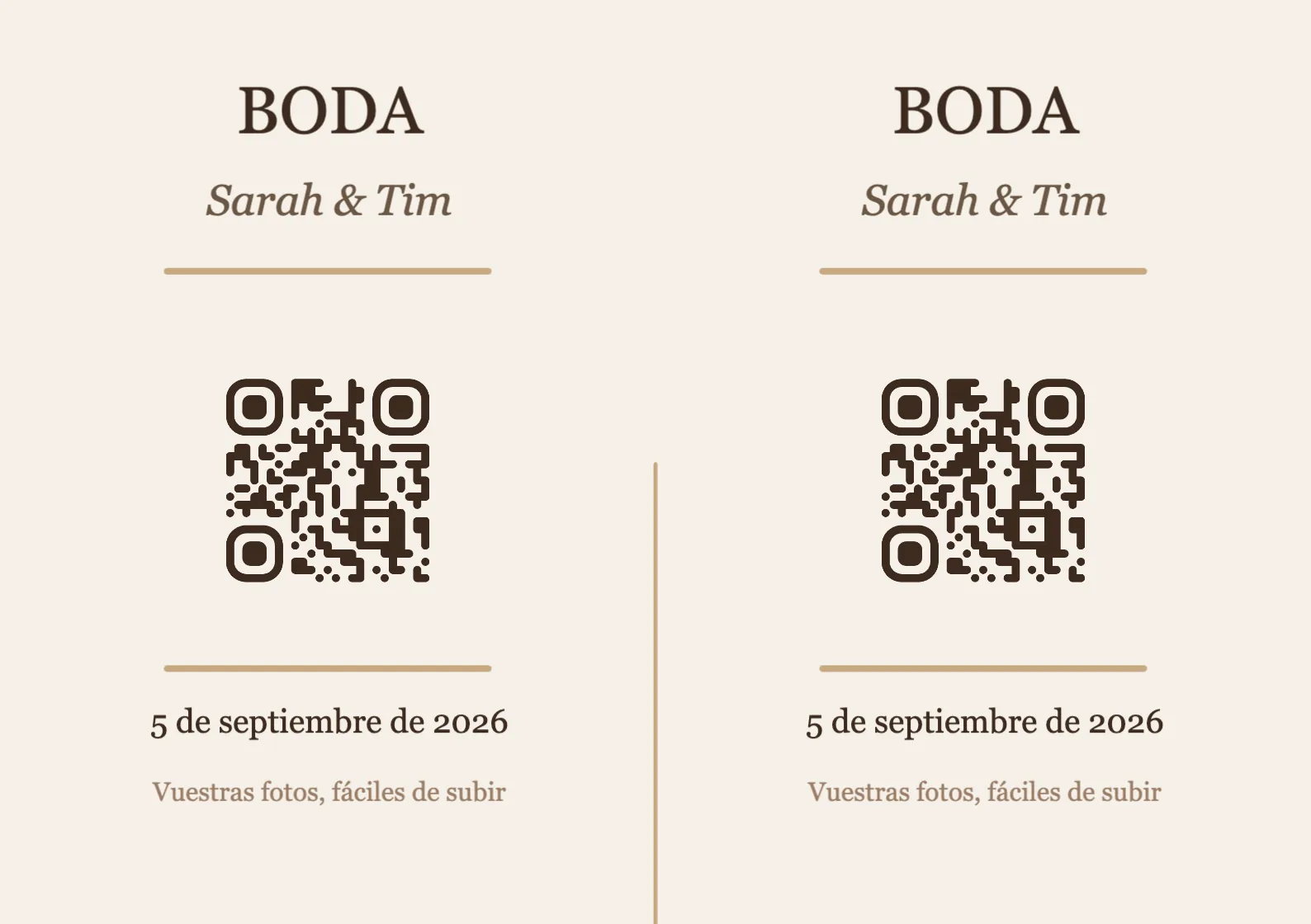 Plantilla de tarjeta de mesa con código QR para boda, Elegante A7 horizontal para plegar