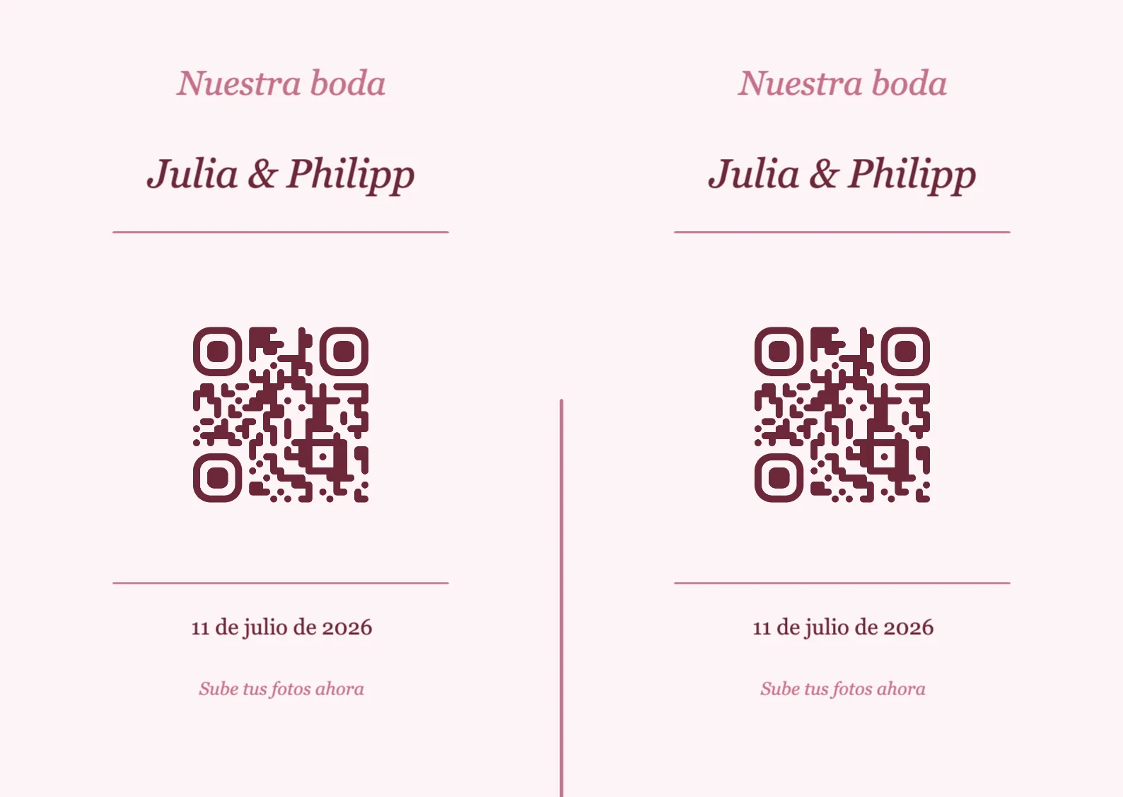 Plantilla de tarjeta de mesa con código QR para boda, Romántico A6 horizontal para plegar