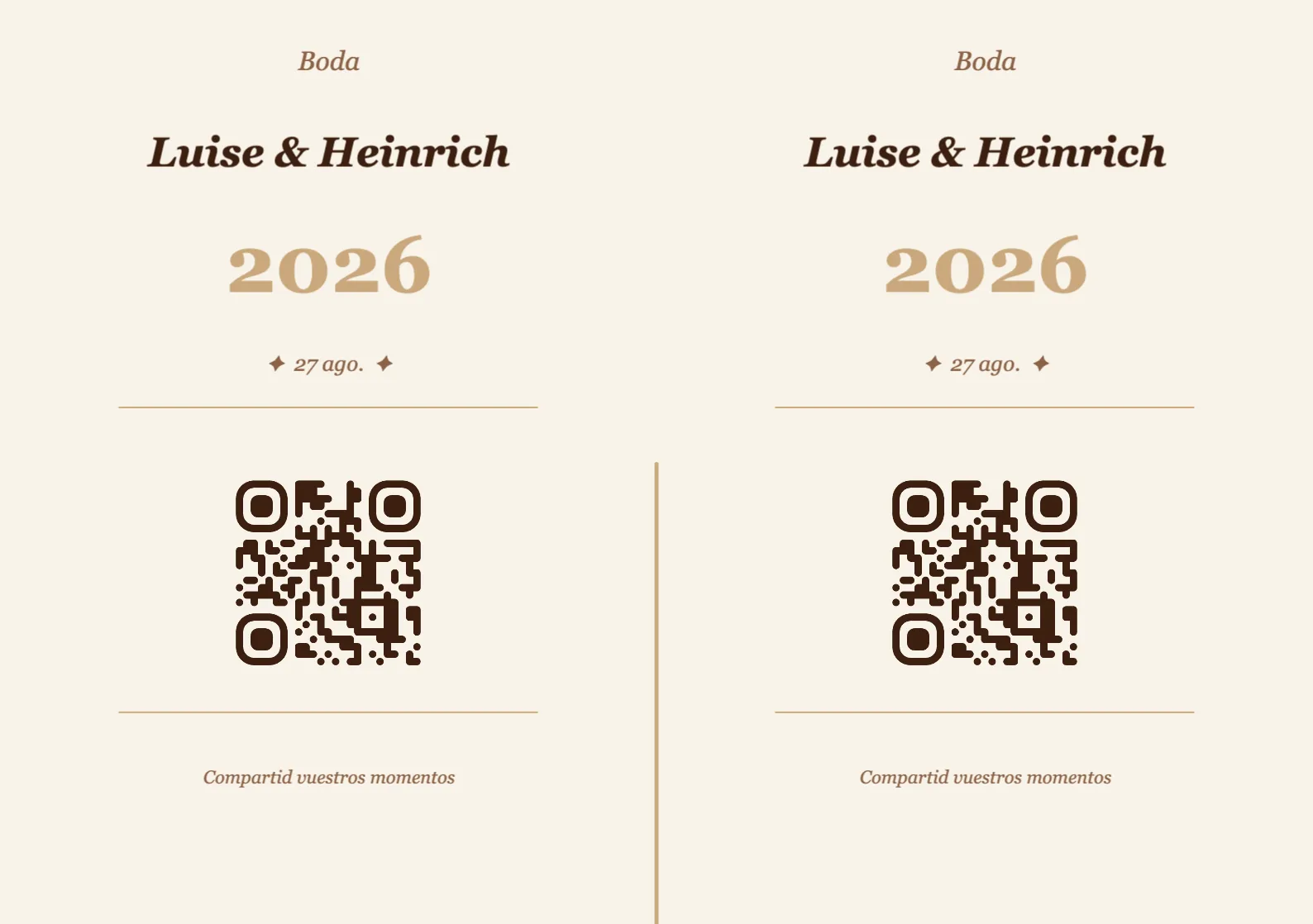 Plantilla de tarjeta de mesa con código QR para boda, Vintage A5 horizontal para plegar