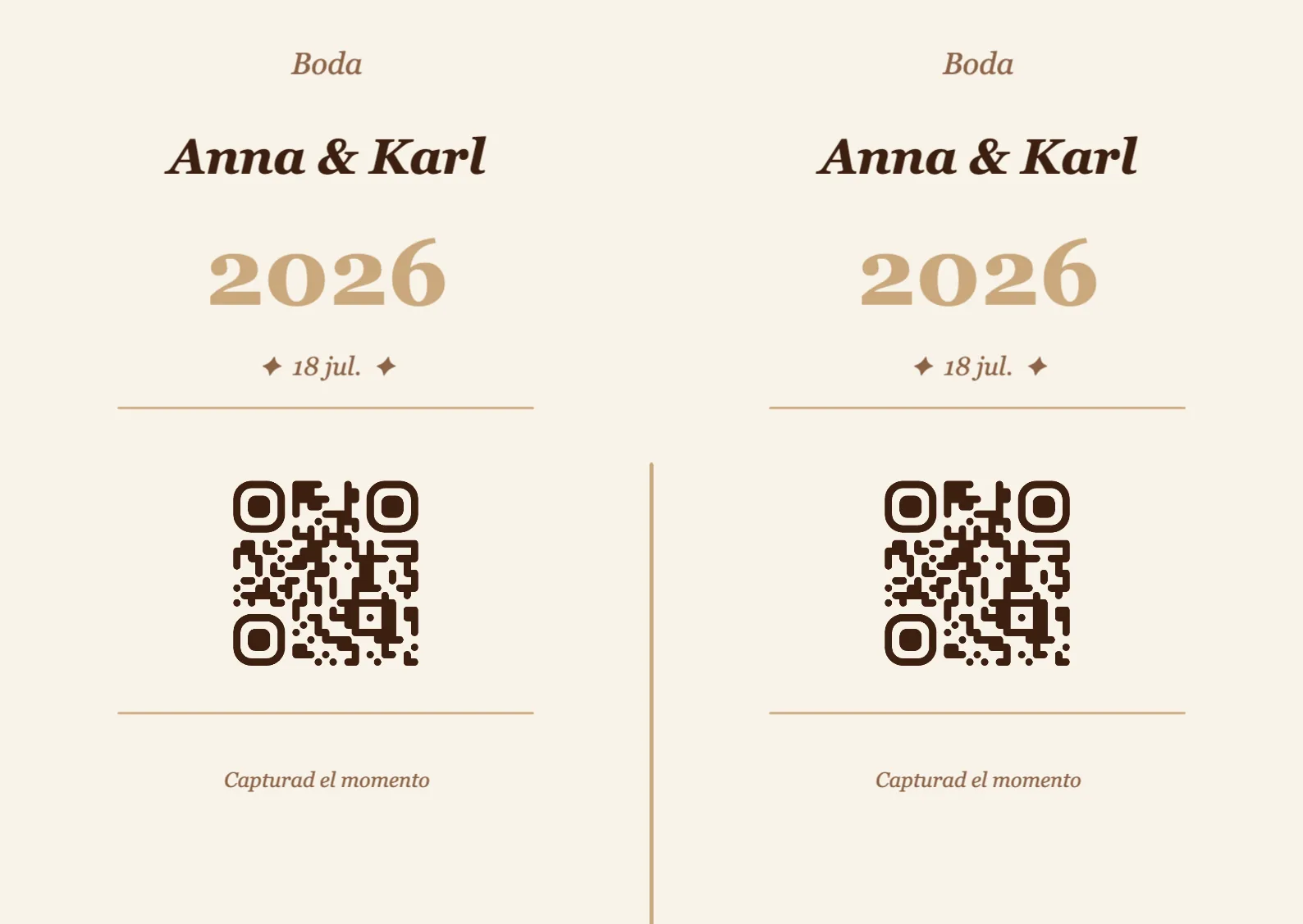 Plantilla de tarjeta de mesa con código QR para boda, Vintage A6 horizontal para plegar