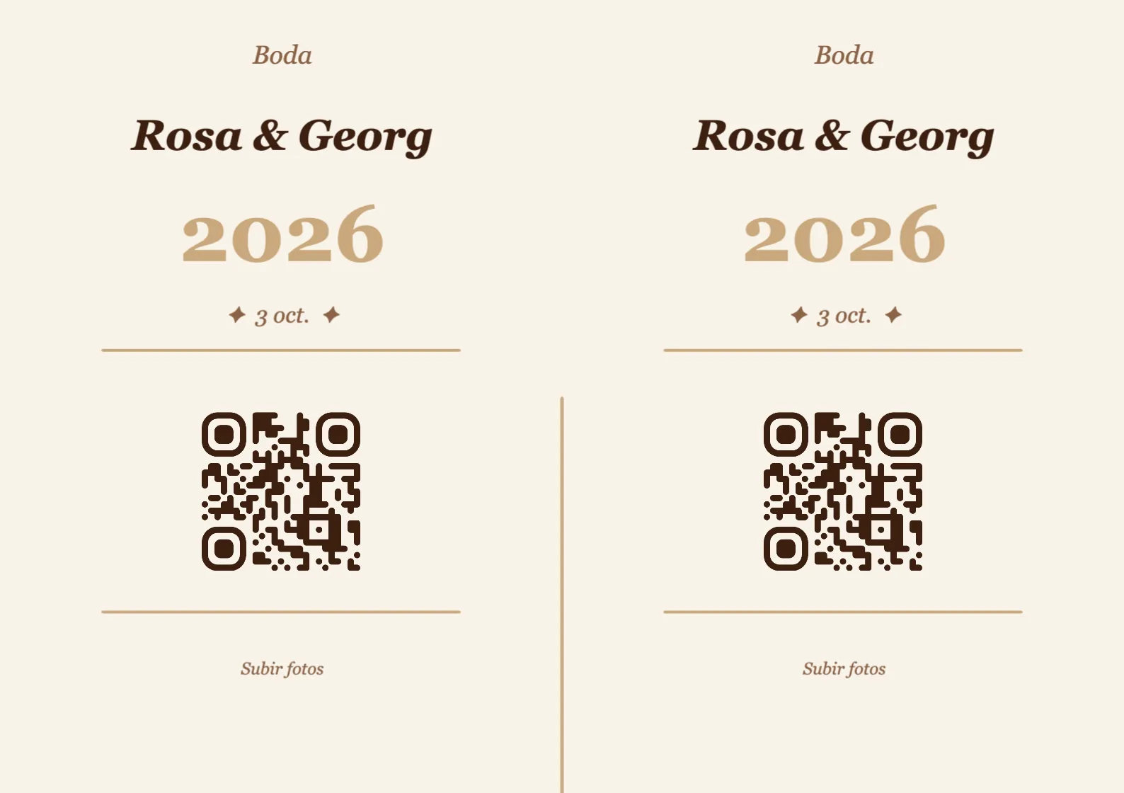 Plantilla de tarjeta de mesa con código QR para boda, Vintage A7 horizontal para plegar