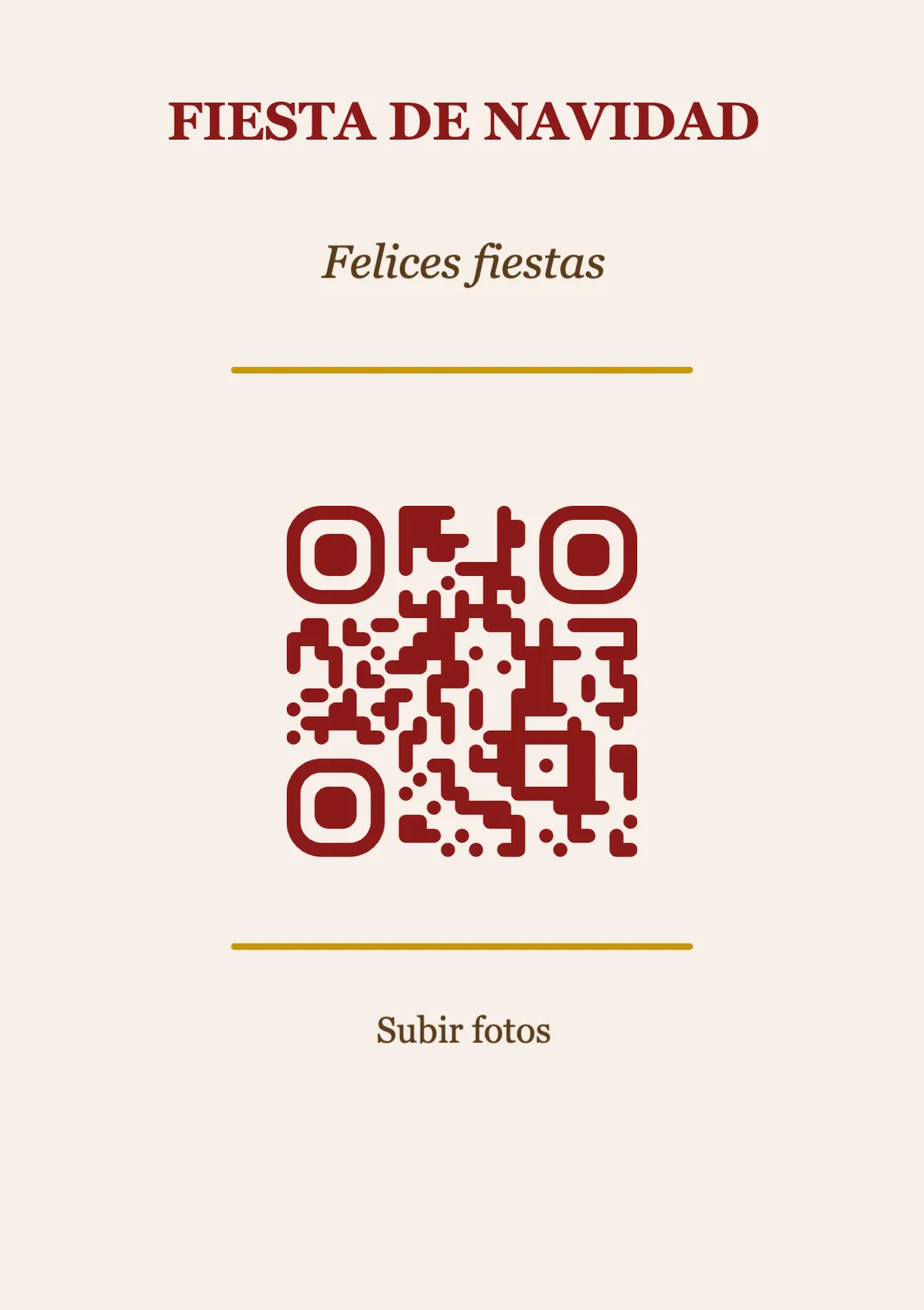 Plantilla de tarjeta de mesa con código QR para Navidad, Clásico A7 vertical