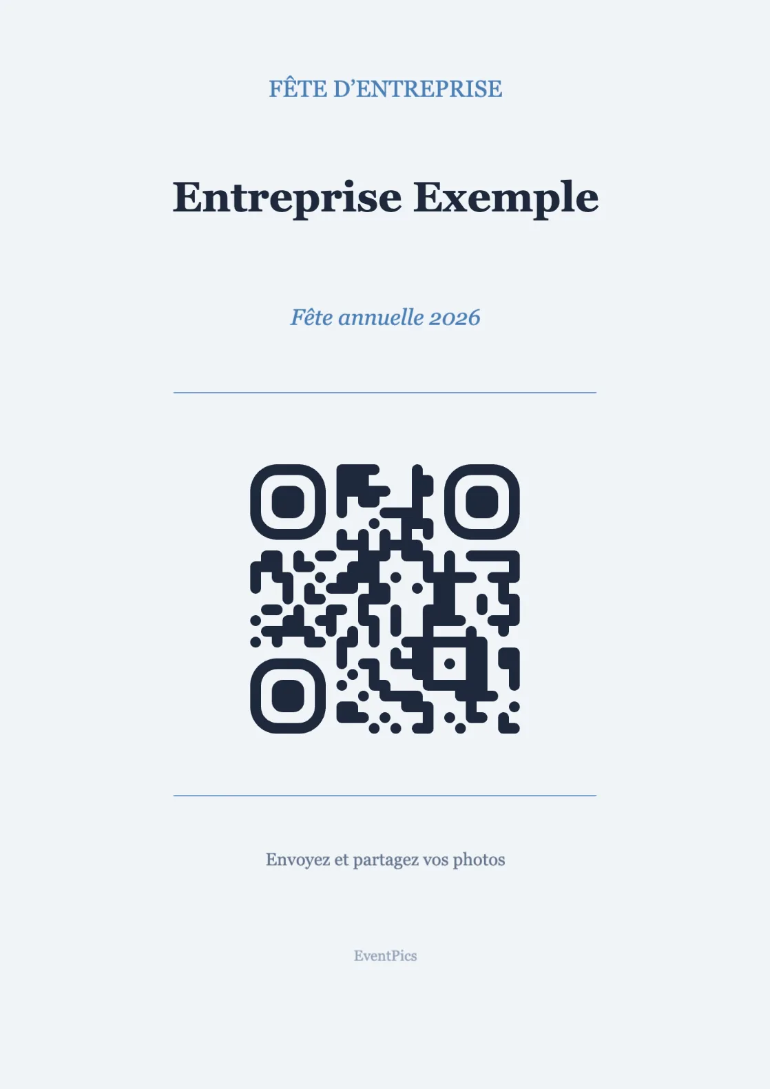 Modèle de chevalet avec QR code pour fête d’entreprise, Professionnel A4 portrait