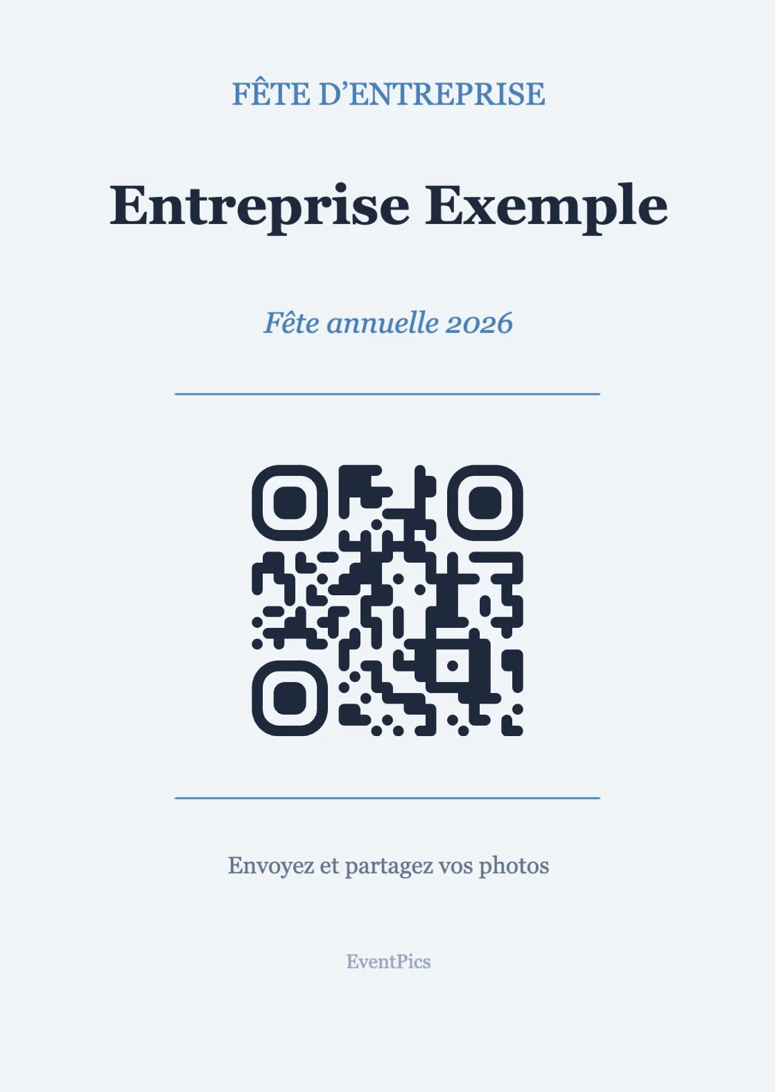 Modèle de chevalet avec QR code pour fête d’entreprise, Professionnel A6 portrait
