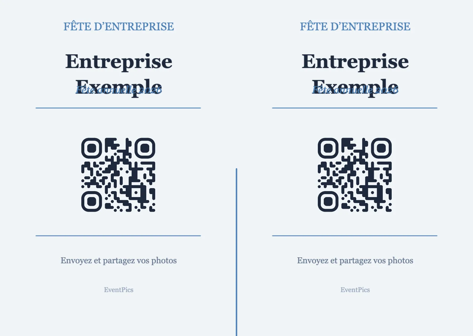 Modèle de chevalet avec QR code pour fête d’entreprise, Professionnel A6 paysage à plier