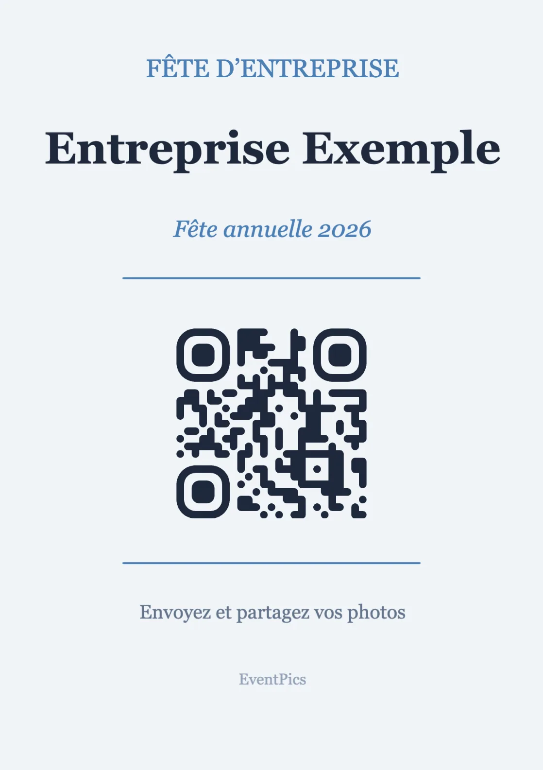 Modèle de chevalet avec QR code pour fête d’entreprise, Professionnel A7 portrait