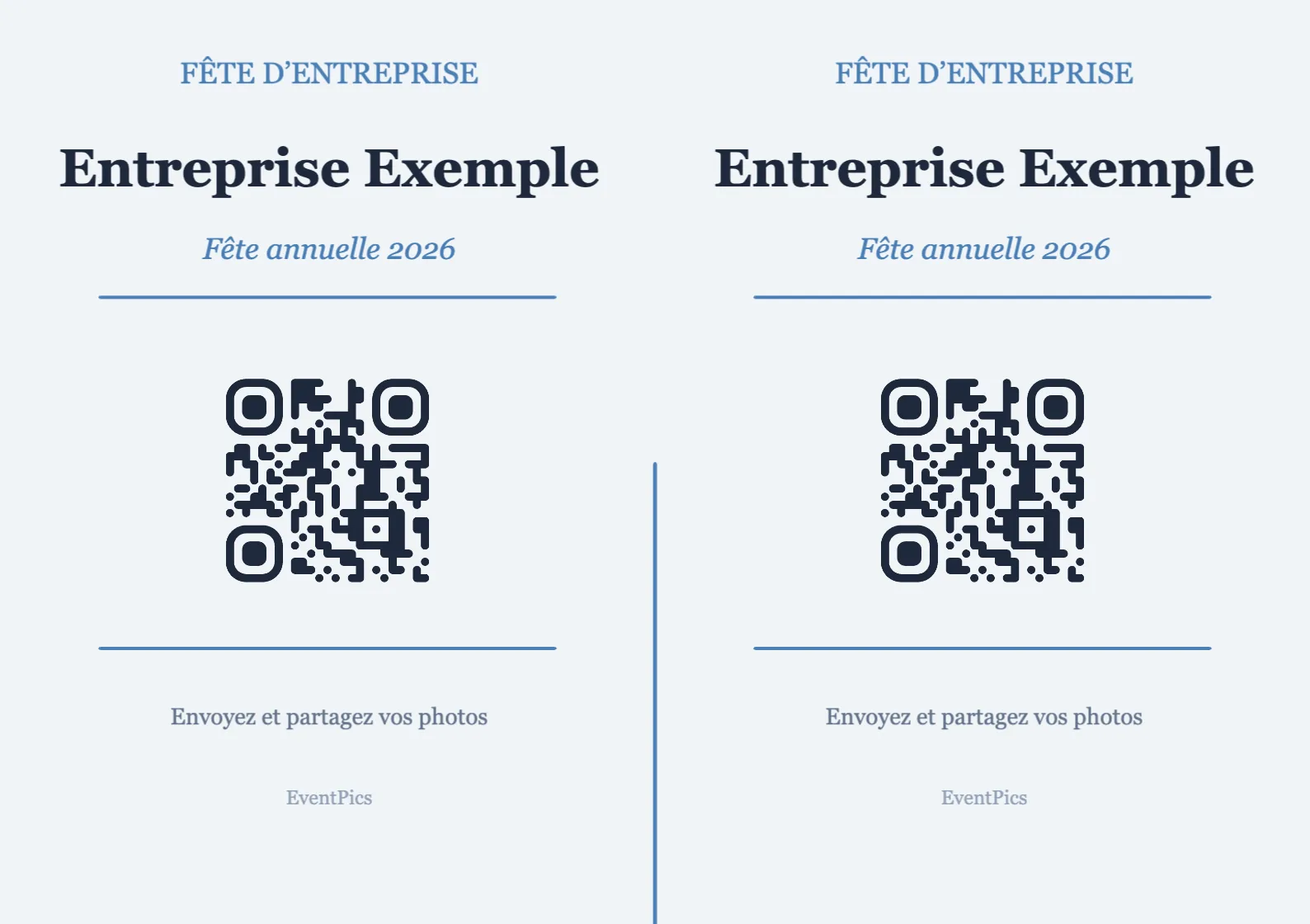 Modèle de chevalet avec QR code pour fête d’entreprise, Professionnel A7 paysage à plier