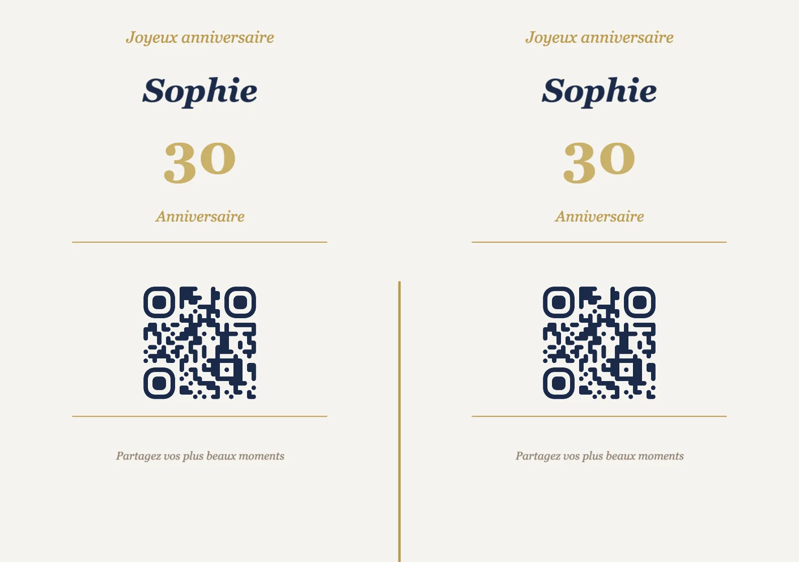 Modèle de chevalet avec QR code pour anniversaire, Élégant A5 paysage à plier