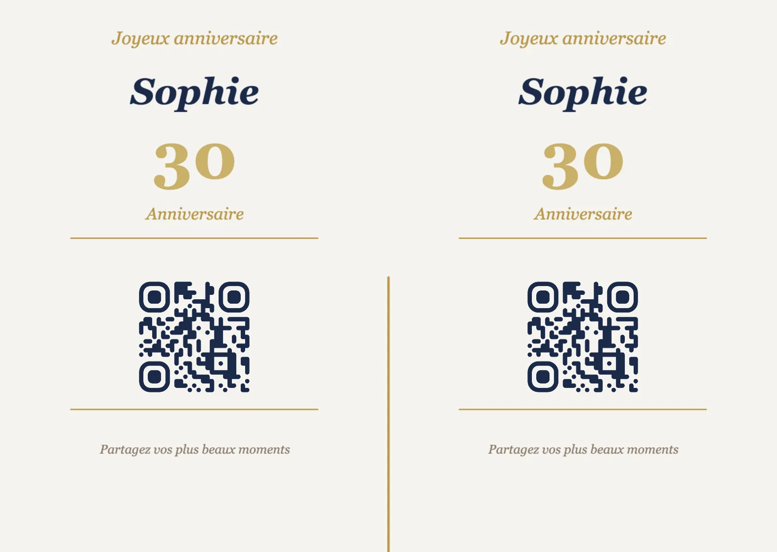 Modèle de chevalet avec QR code pour anniversaire, Élégant A6 paysage à plier