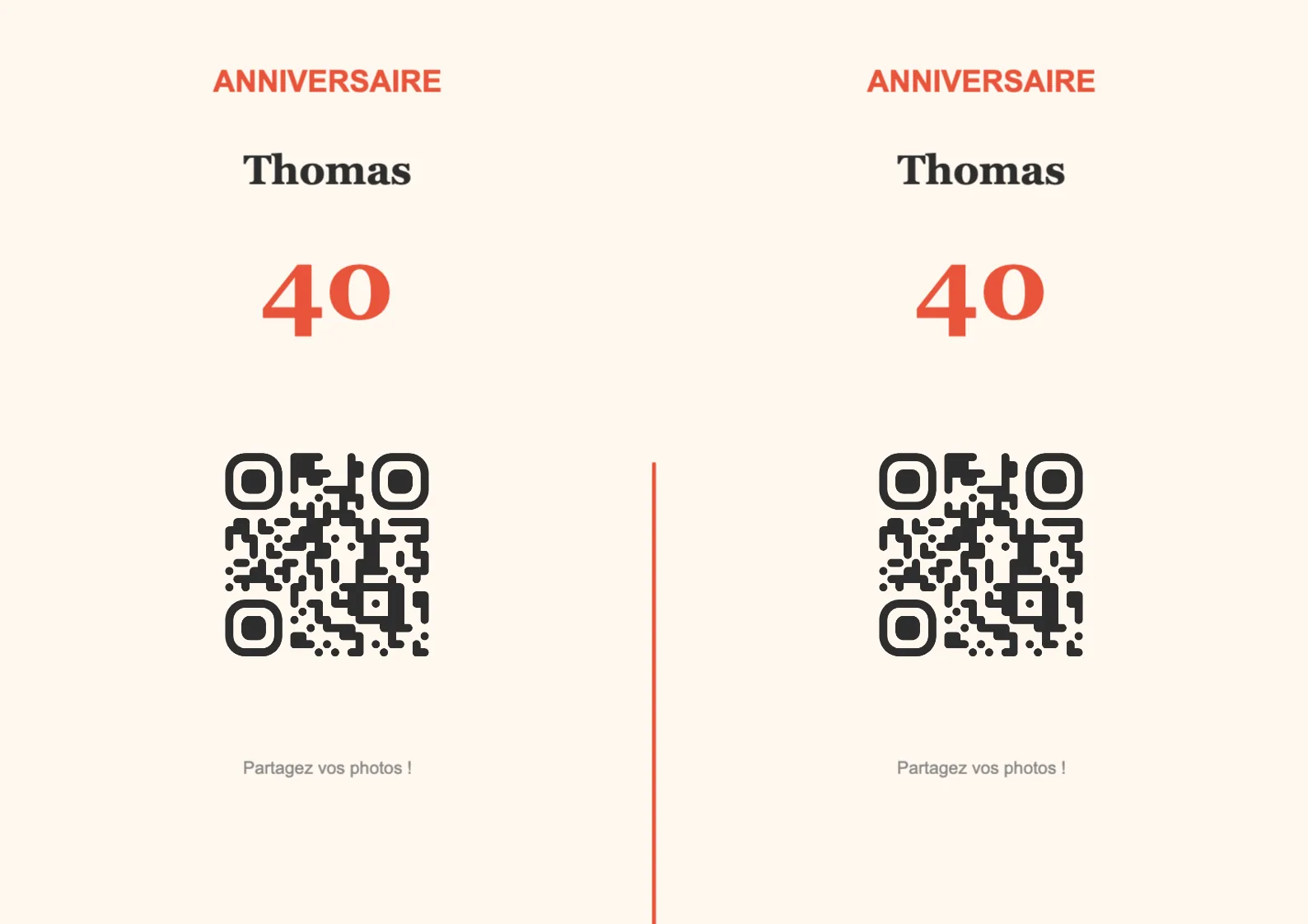 Modèle de chevalet avec QR code pour anniversaire, Festif A4 paysage à plier