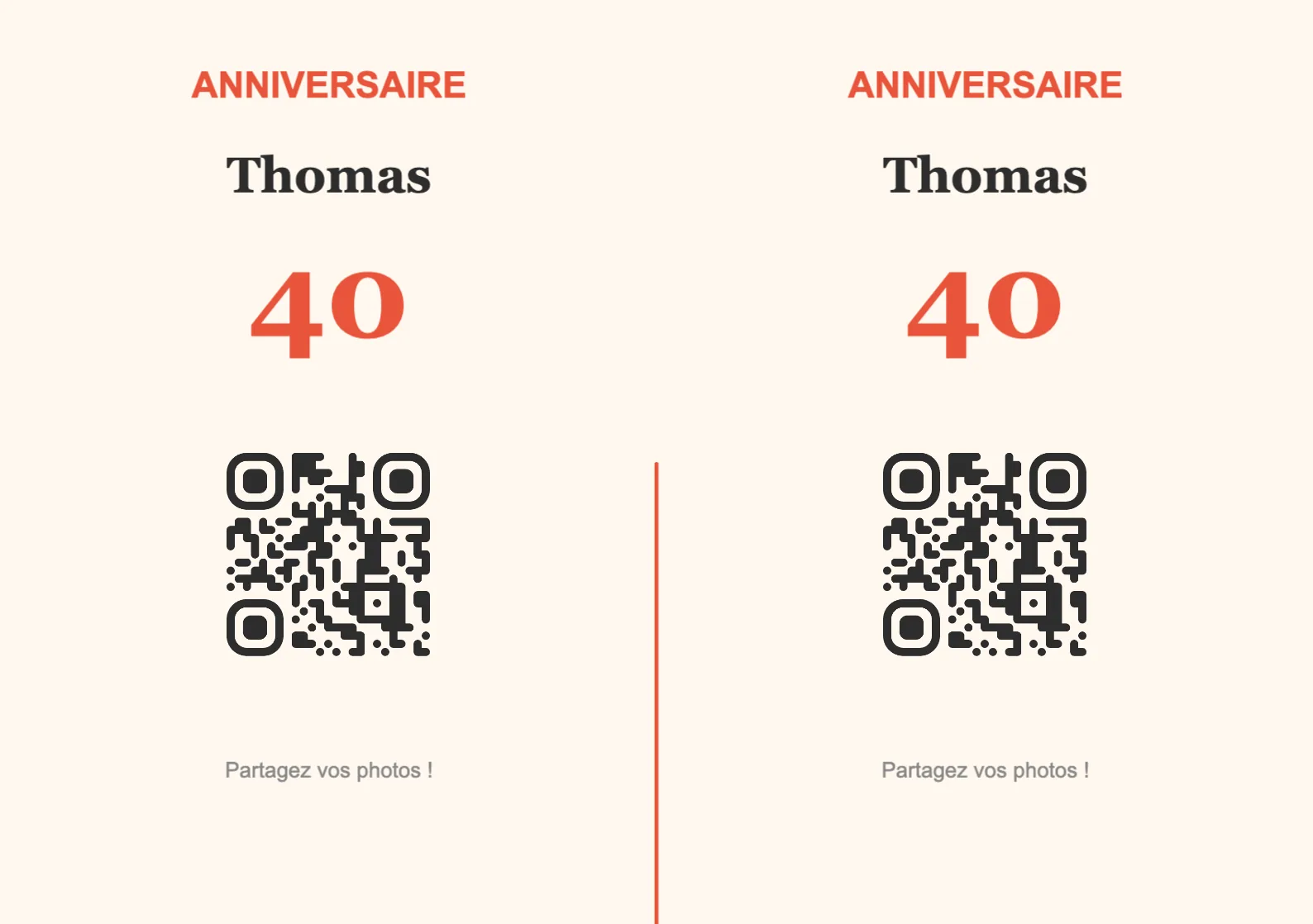 Modèle de chevalet avec QR code pour anniversaire, Festif A5 paysage à plier