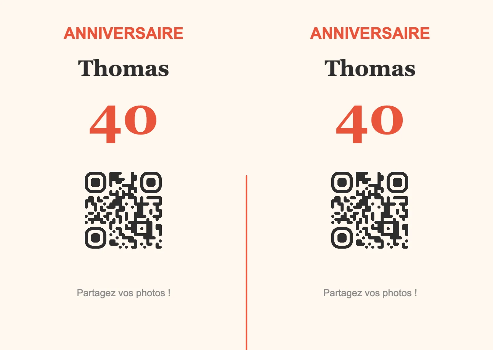Modèle de chevalet avec QR code pour anniversaire, Festif A6 paysage à plier