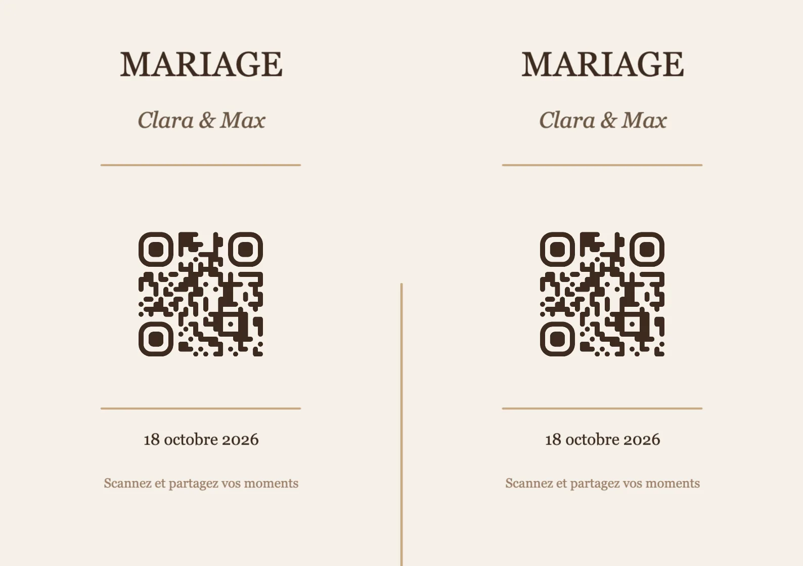 Modèle de marque-place avec QR code pour mariage, Élégant A5 paysage à plier