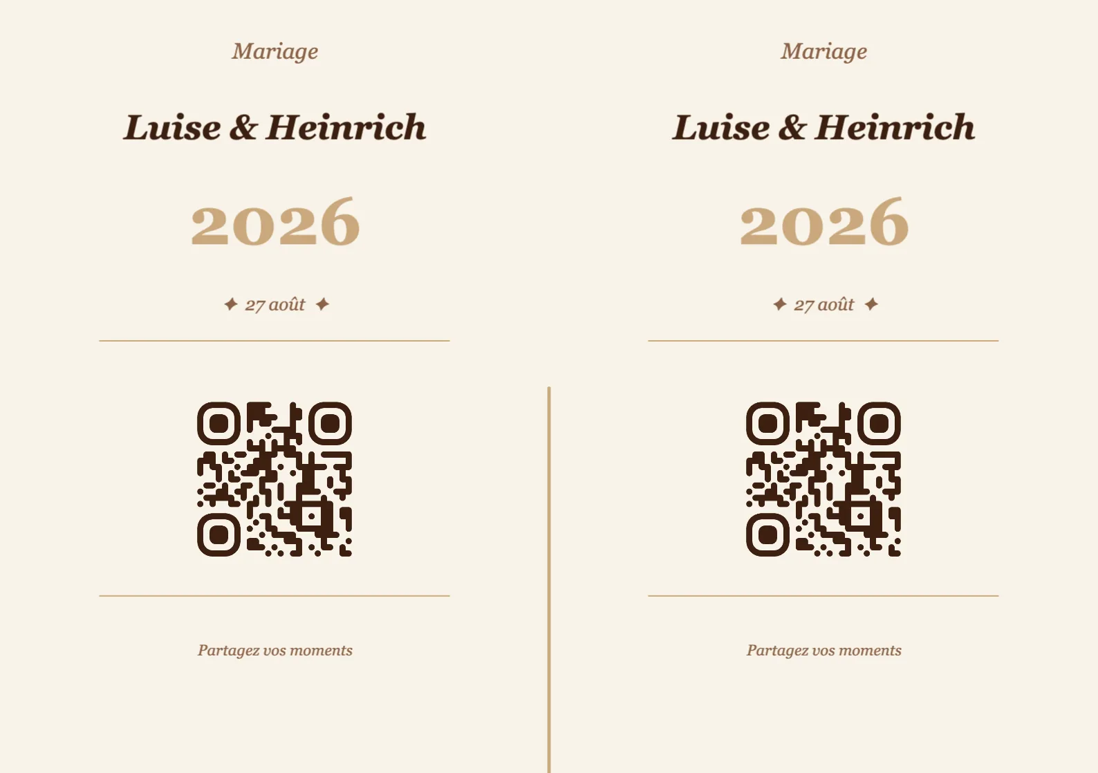 Modèle de marque-place avec QR code pour mariage, Vintage A5 paysage à plier